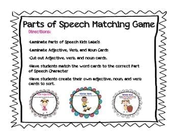 Parts of Speech Characters- Nouns, Verbs, Adjectives - Image 4