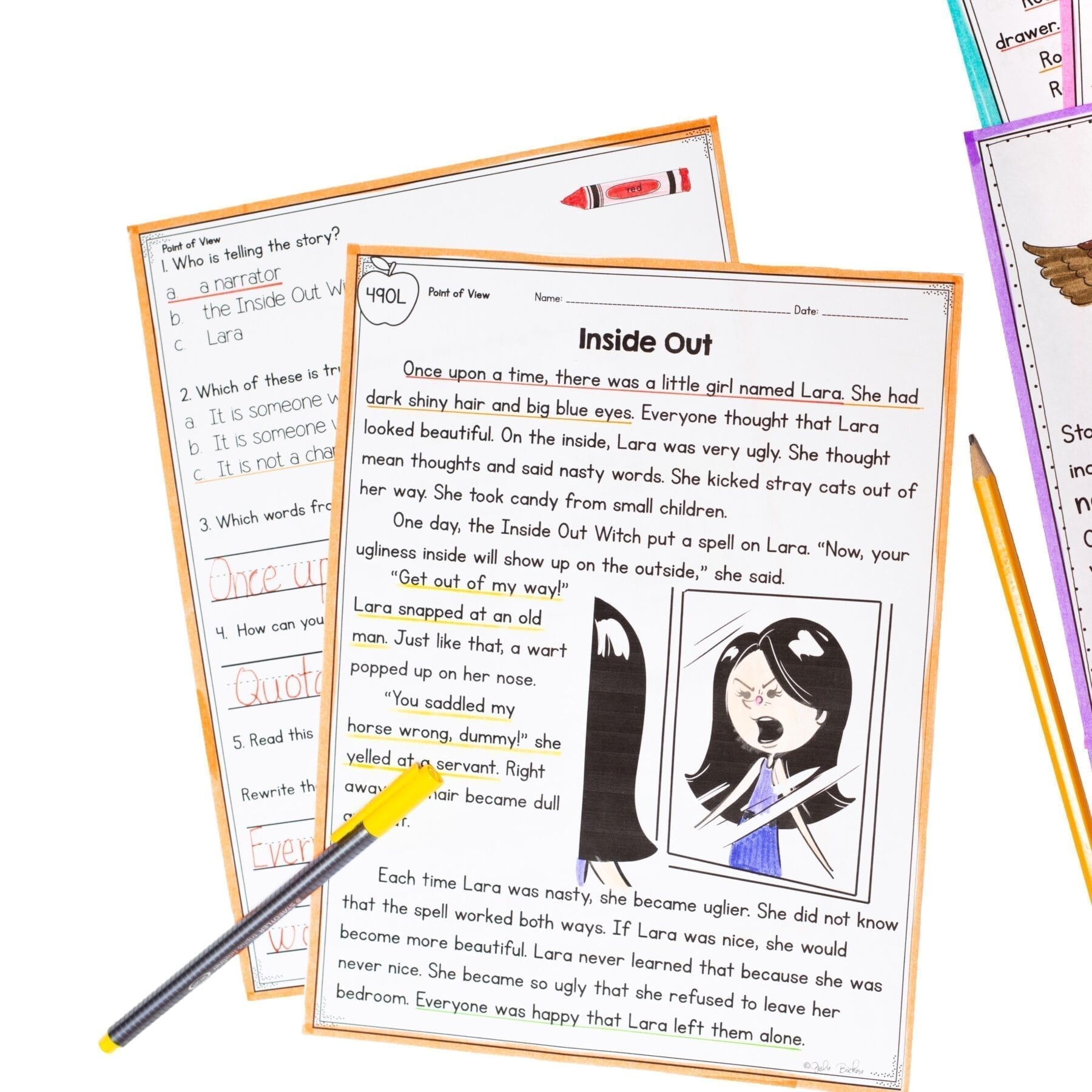 Point of View - 1st Grade RL.1.6 Reading Passages Worksheets Anchor Chart RL1.6 - Image 2