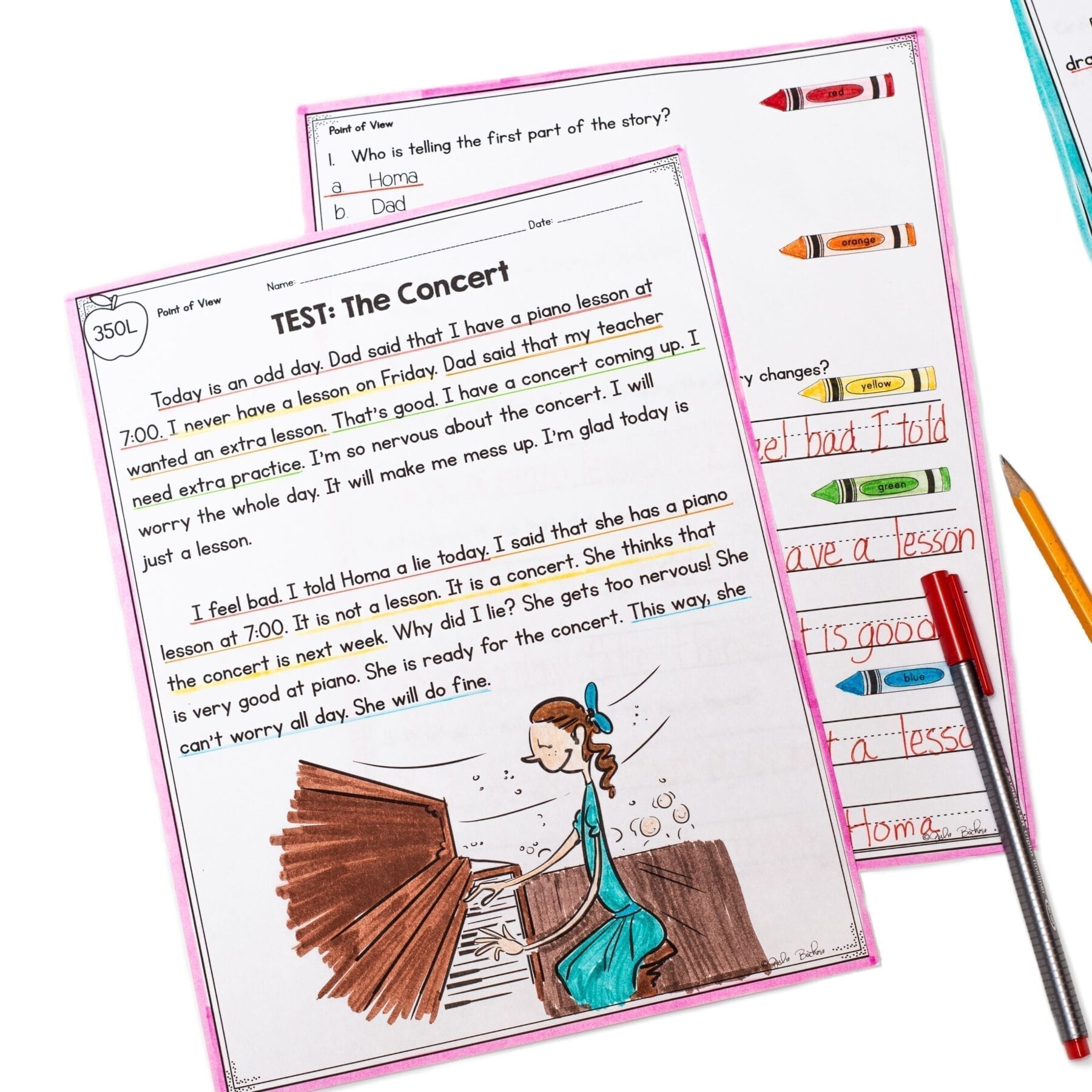 Point of View - 1st Grade RL.1.6 Reading Passages Worksheets Anchor Chart RL1.6 - Image 4