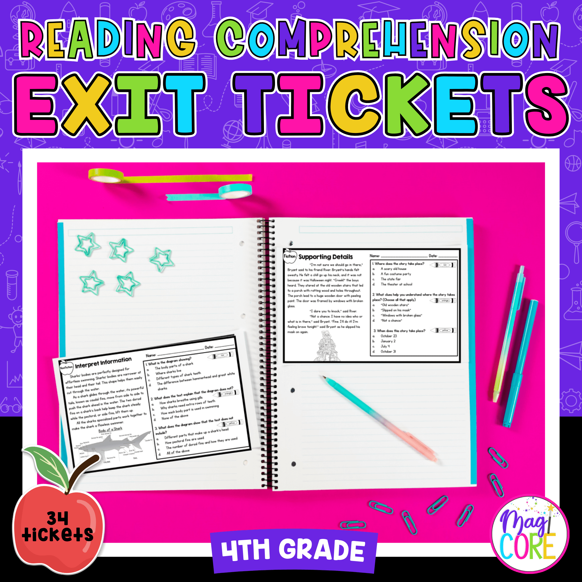 4th Grade Reading Comprehension Exit Tickets - Literature & Informational Text