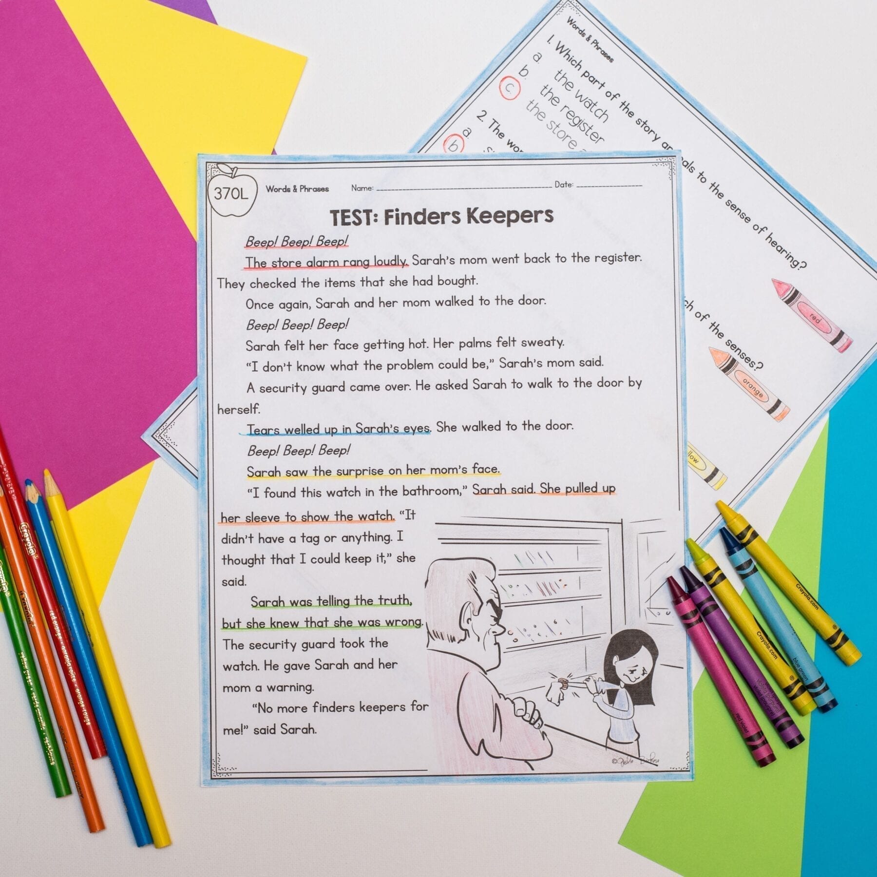 Sensory Details - Words & Feelings 1st Grade RL.1.4 Reading Passages Worksheets - Image 4
