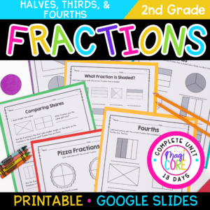 Fractions Halves Thirds Fourths 2nd Grade Math Worksheets - Partitioning Shapes