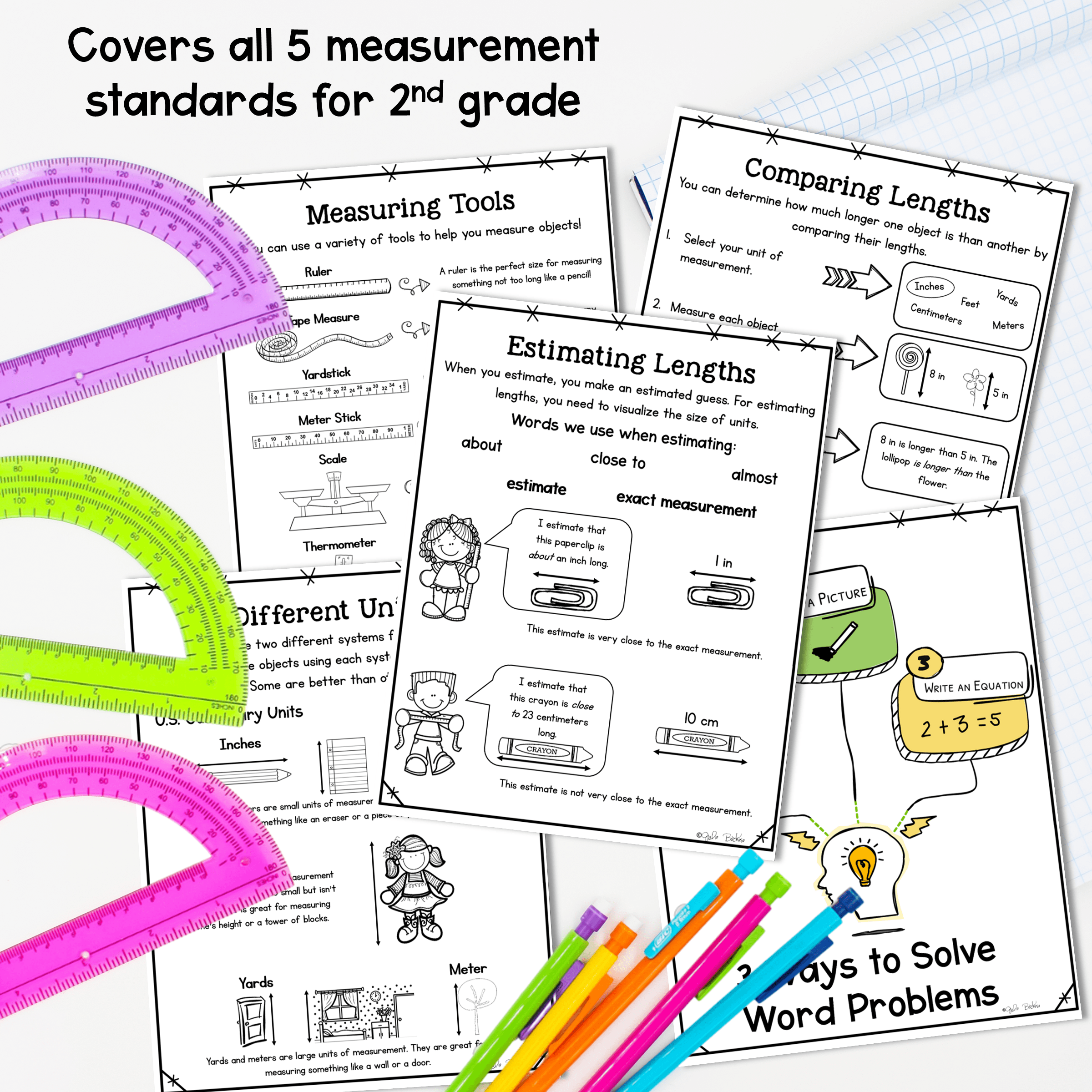 Measurement - 2nd Grade - Printable & Digital Learning Pack - Image 2