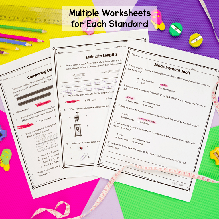 Measurement Review - 2nd Grade Math - Measurement & Data Review Unit Worksheets - Image 2
