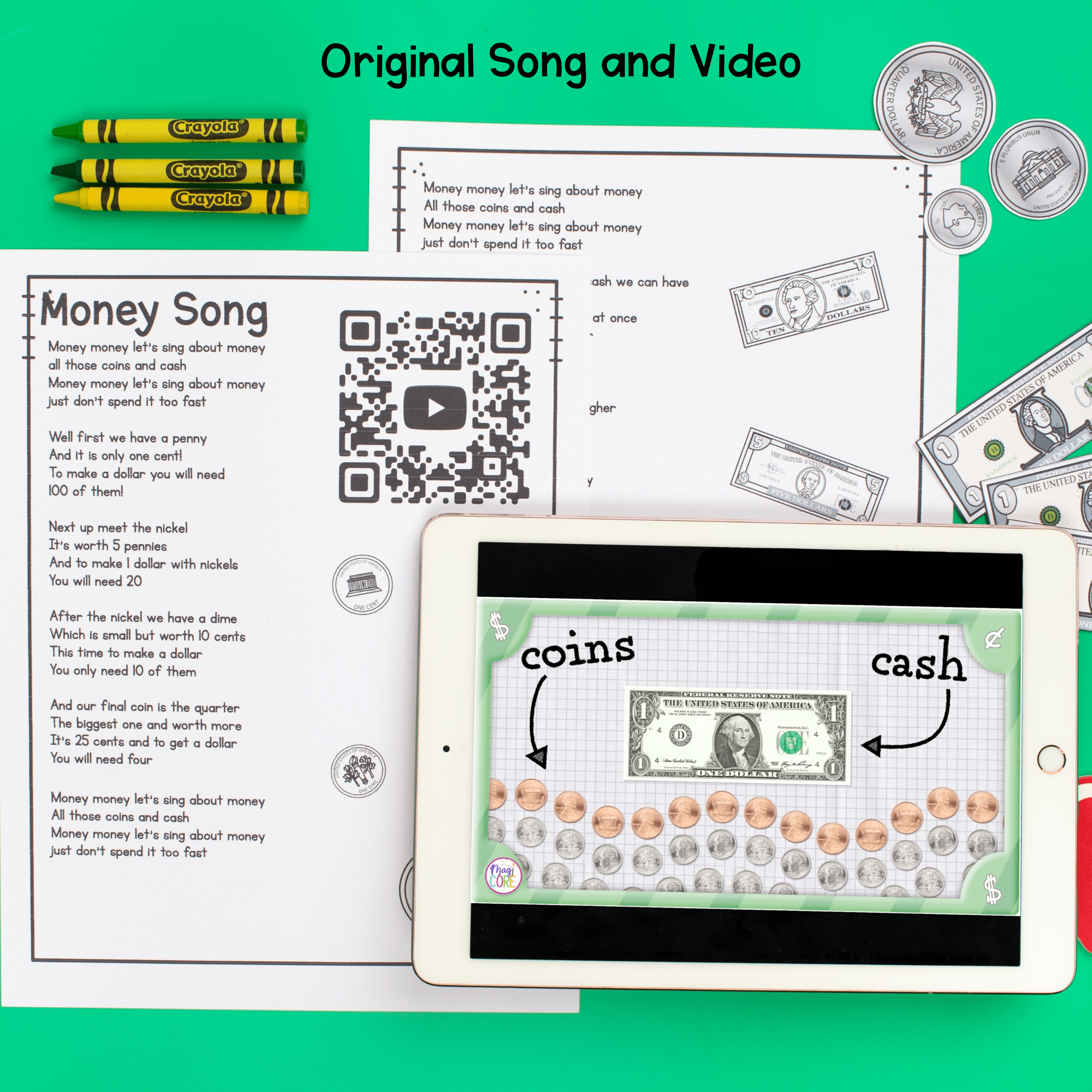 Counting Money & Word Problems 2nd Grade Math Worksheets Activities Add 2.MD.C.8 - Image 2