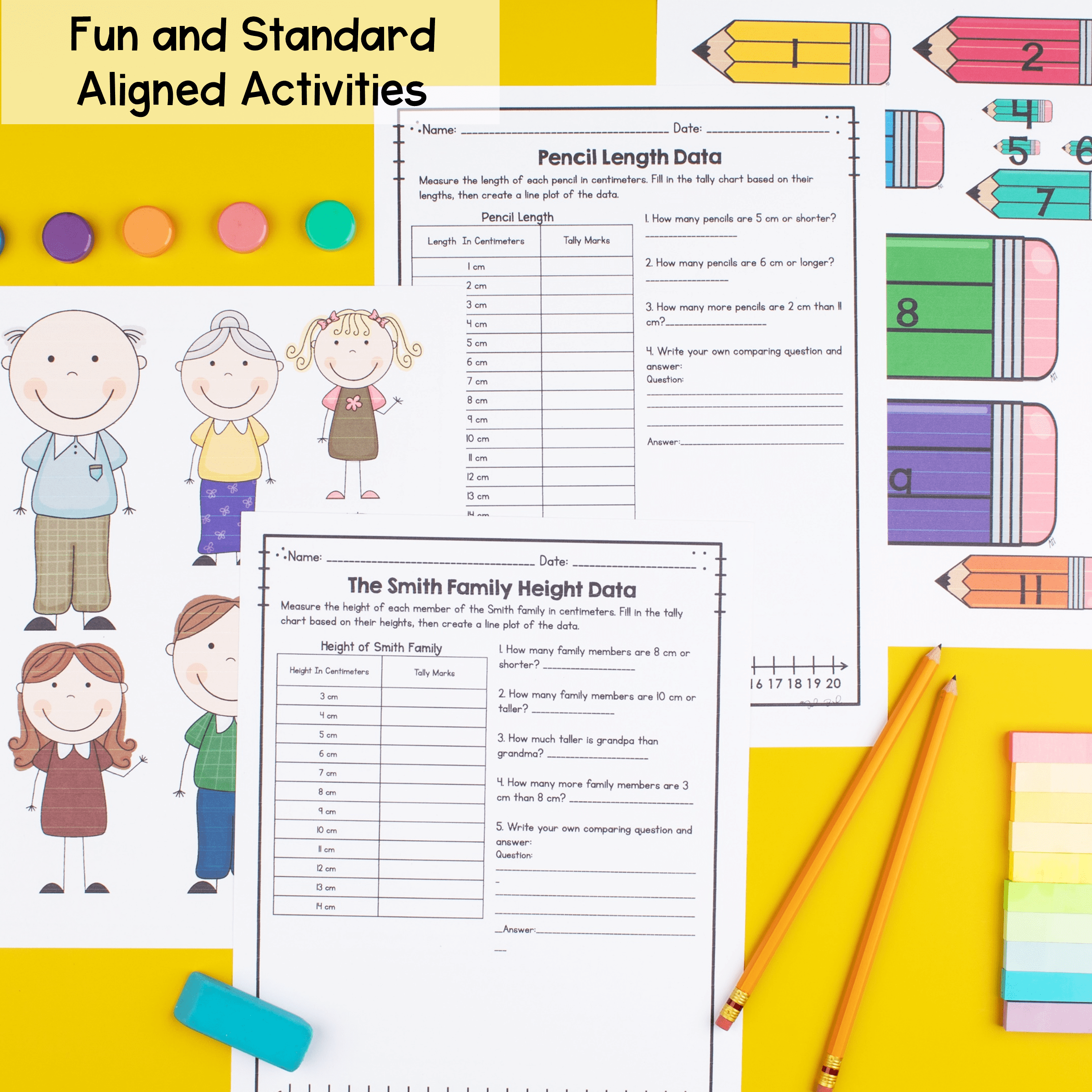 Line Plots & Measurement Data 2nd Grade Math Worksheets Activities Anchor Chart - Image 2