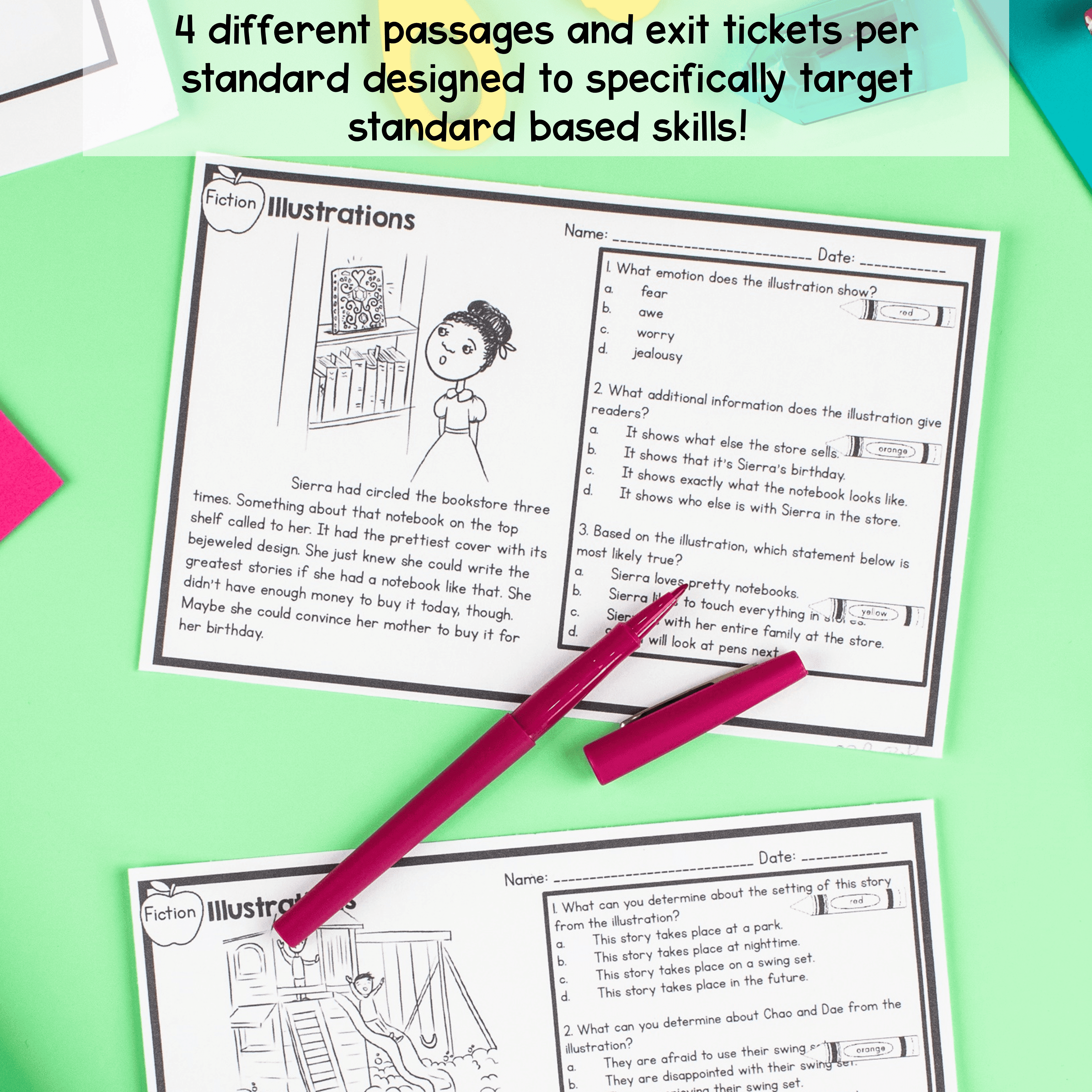 3rd Grade Reading Comprehension Exit Tickets Slips Literature Informational Text - Image 2
