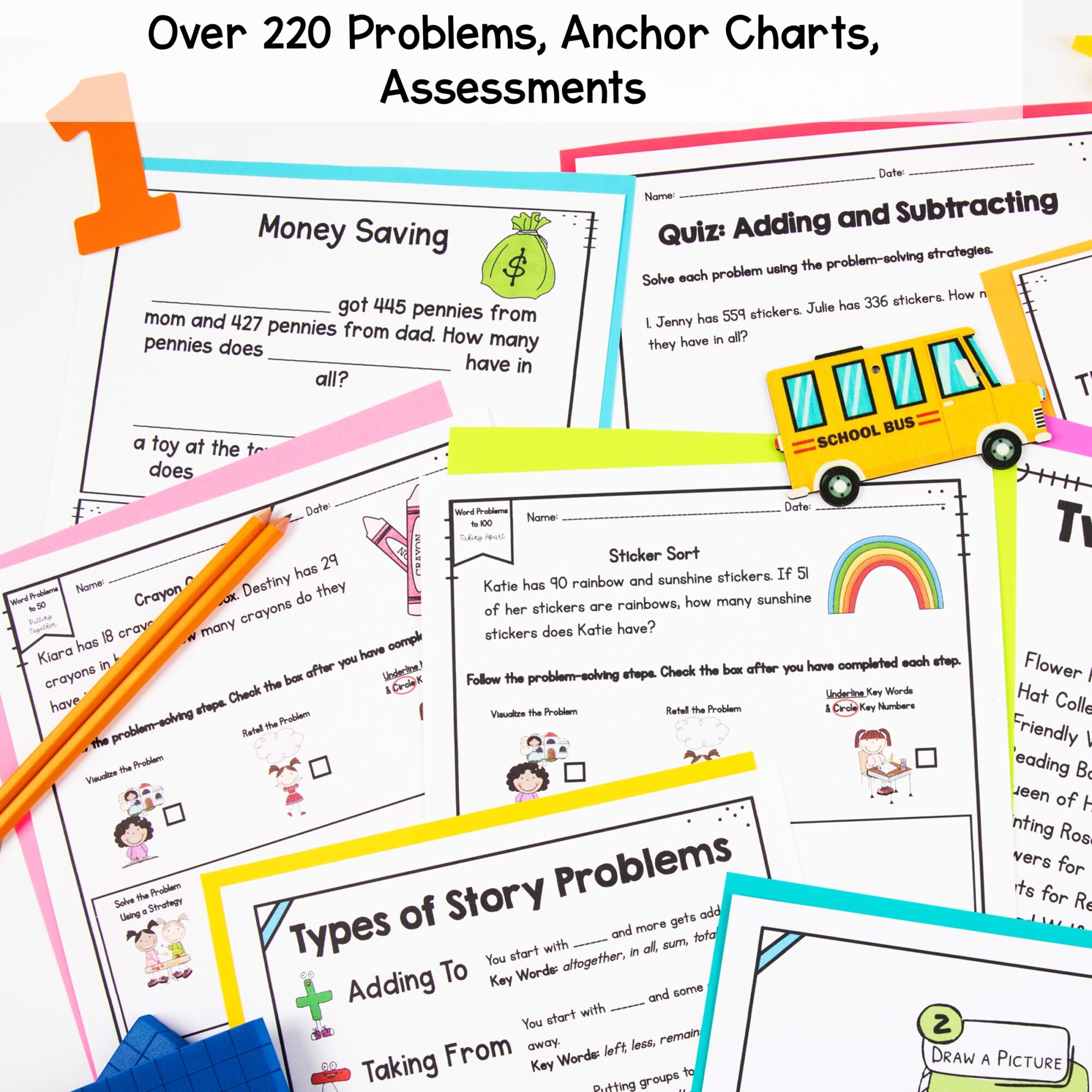 Addition & Subtraction Word Problems within 1,000 - 2nd Grade Math Worksheets - Image 2
