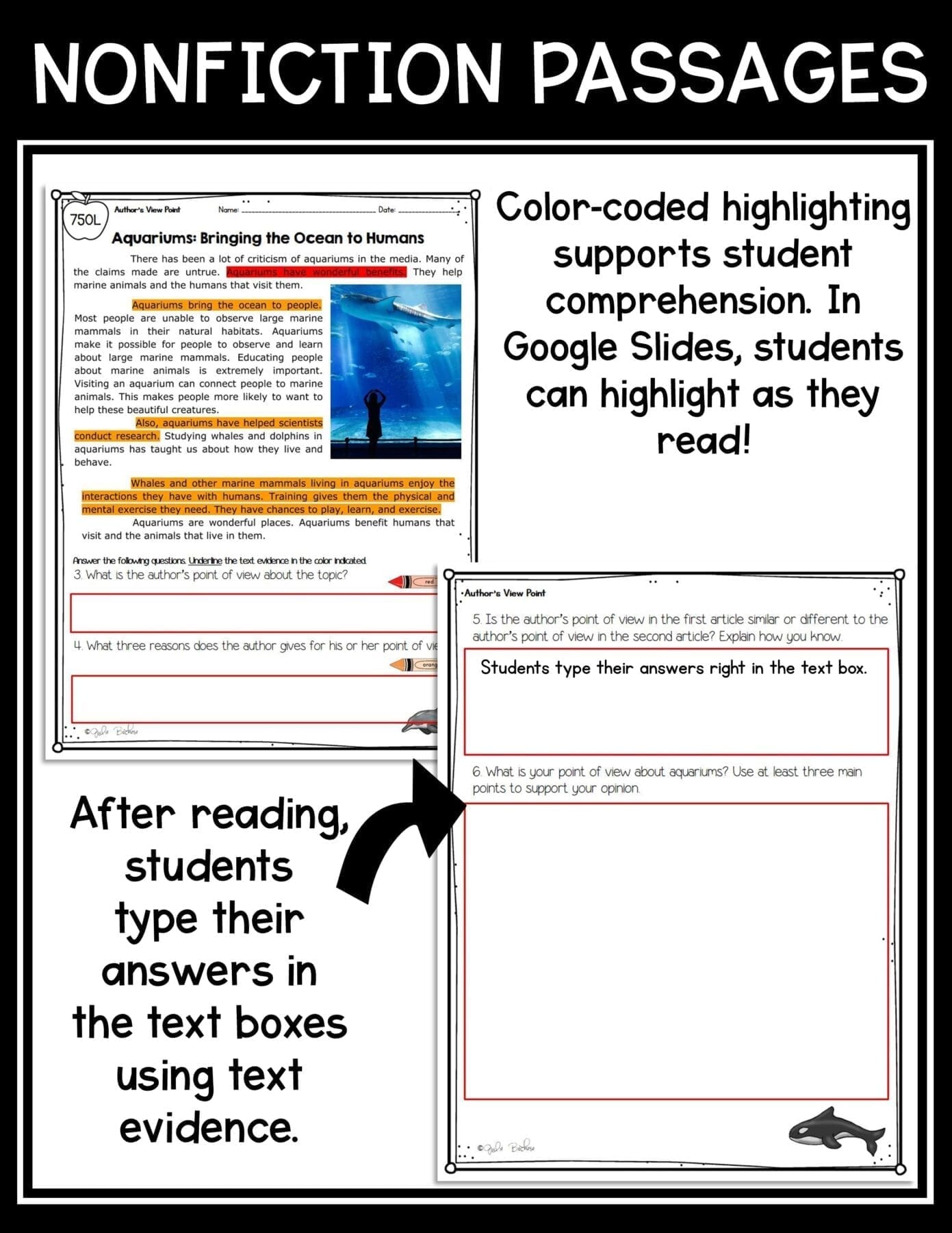 Author’s Point of View Reading Passages Worksheets Anchor Chart 3rd Grade RI.3.6 - Image 6