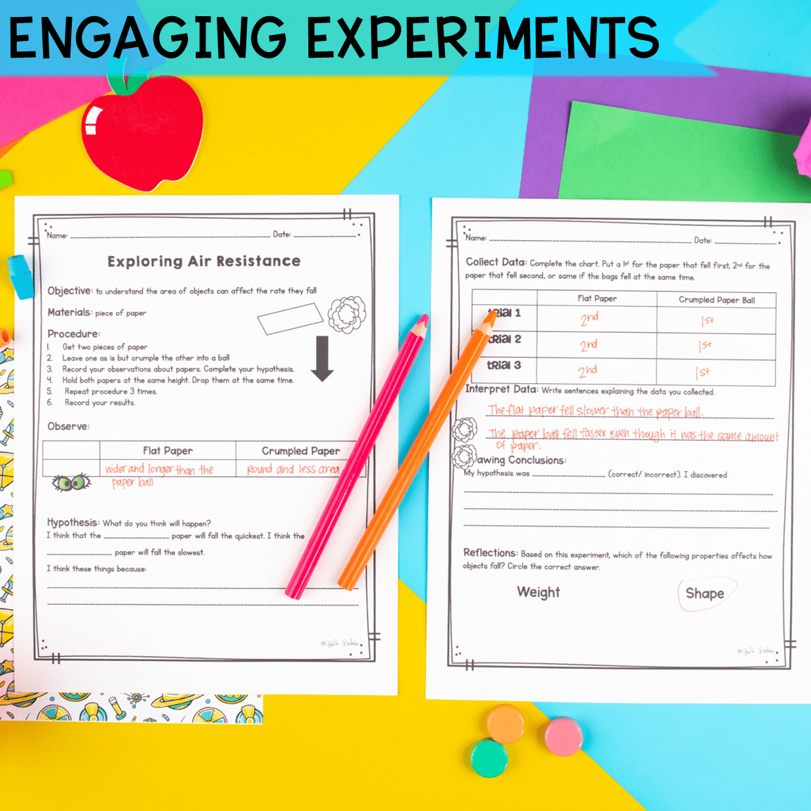 Gravity Force and Motion - 1st & 2nd Grade Science Unit Activity Worksheets Lab - Image 3
