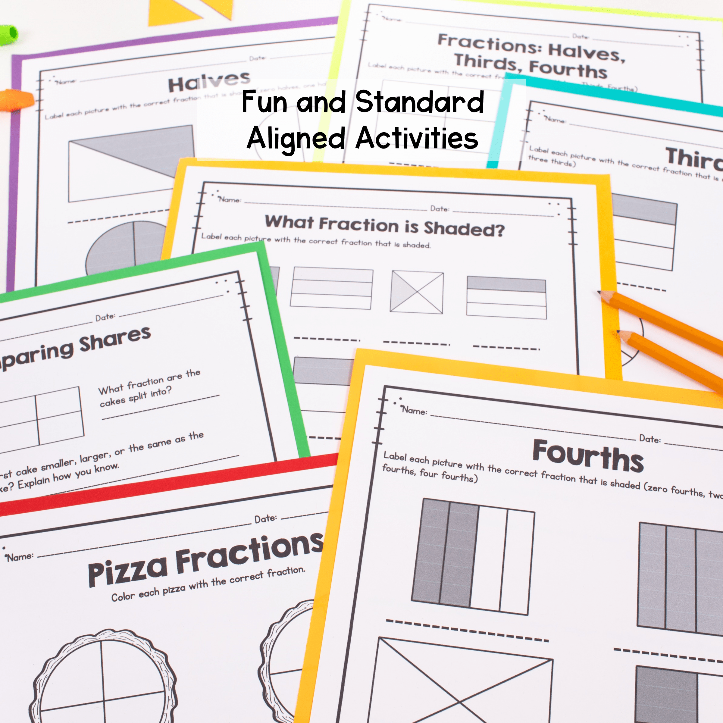Fractions Halves Thirds Fourths 2nd Grade Math Worksheets Partitioning 2.GA.3 - Image 3
