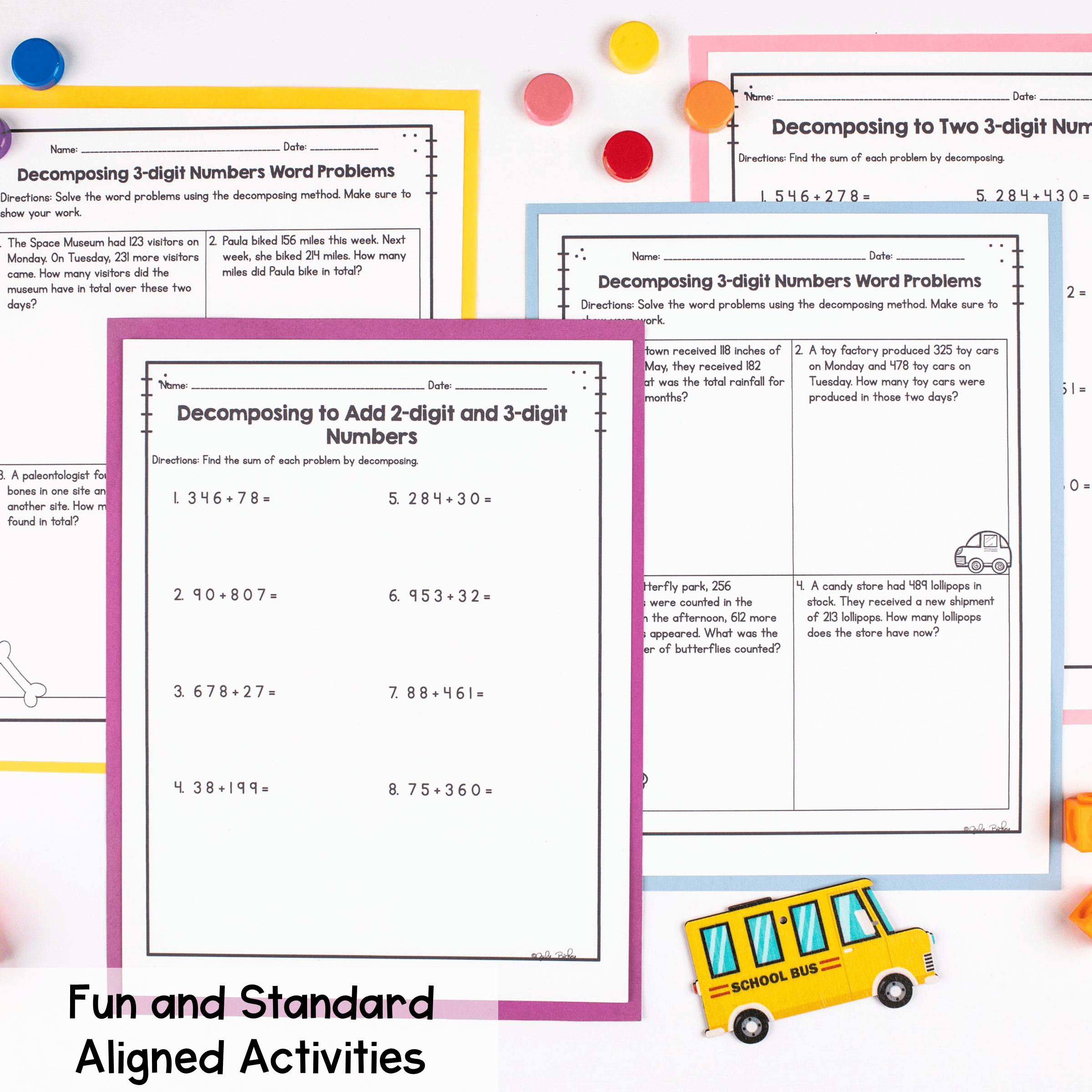 Decomposing Numbers to Add to 1,000 - 2nd Grade Addition 2.NBT.B.7 Worksheets - Image 3