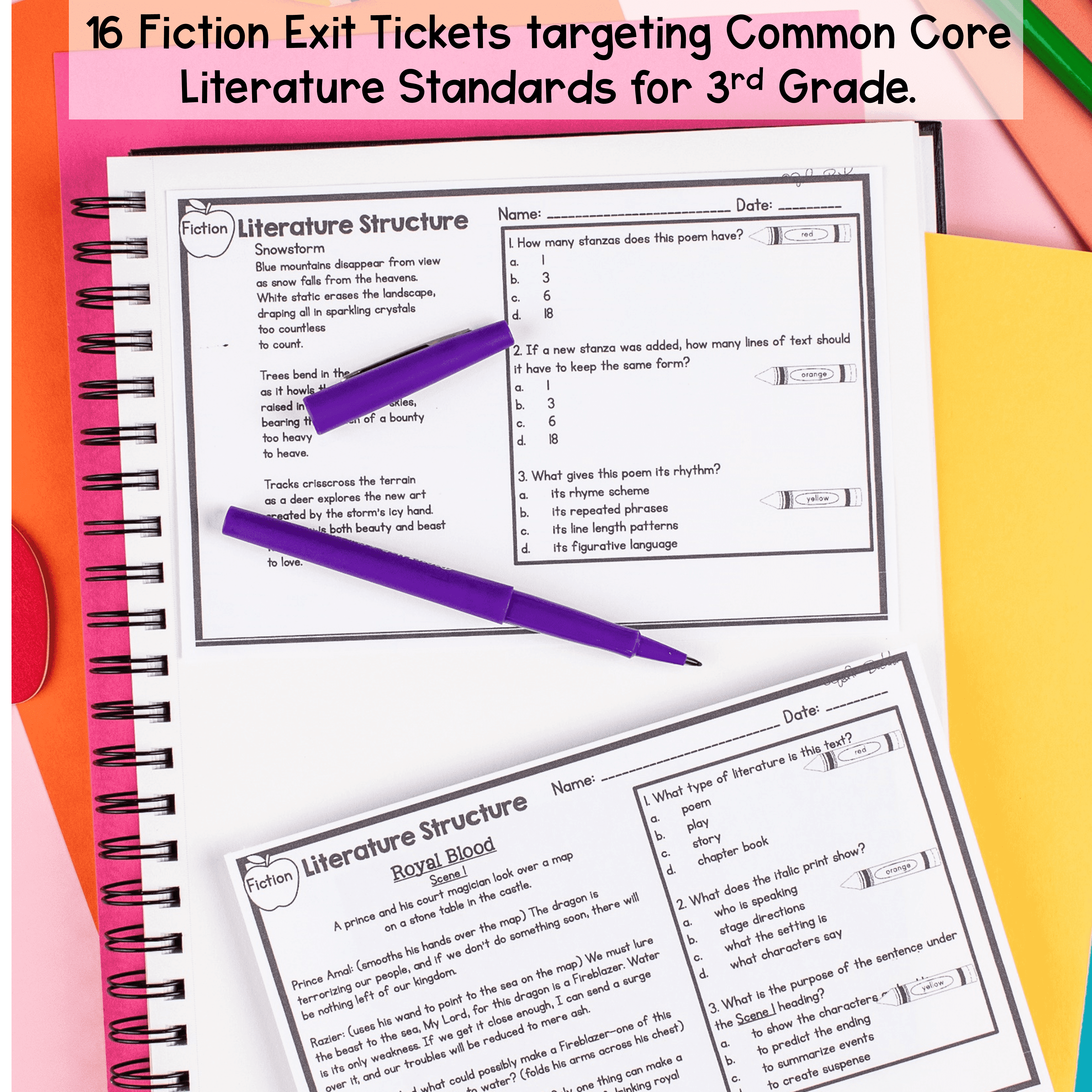 5th Grade Reading Comprehension Exit Tickets Slips Literature Informational Text - Image 3