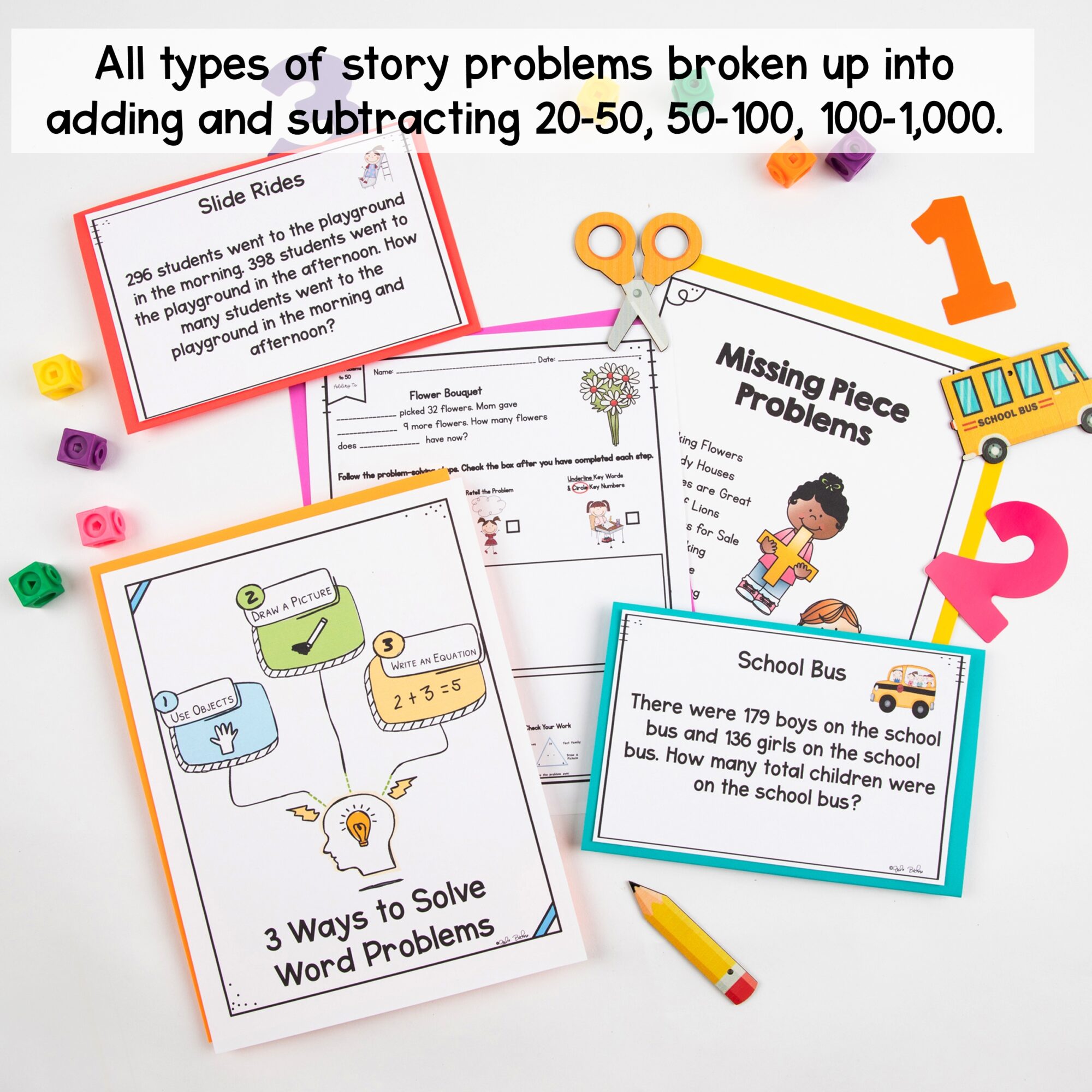 Addition & Subtraction Word Problems within 1,000 - 2nd Grade Math Worksheets - Image 3