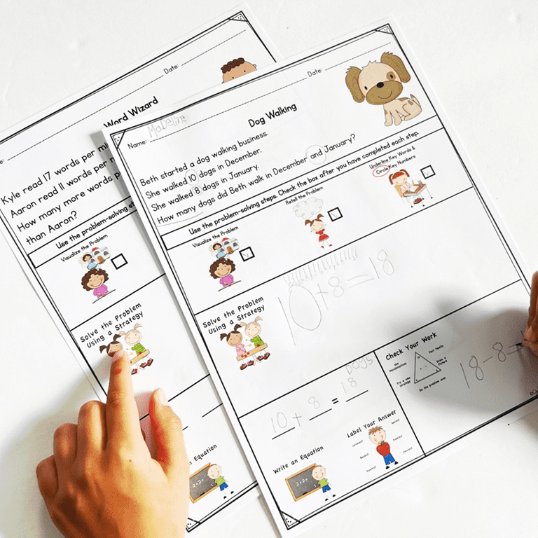 Addition & Subtraction Word Problems within 20 1st Grade Worksheets Anchor Chart - Image 4