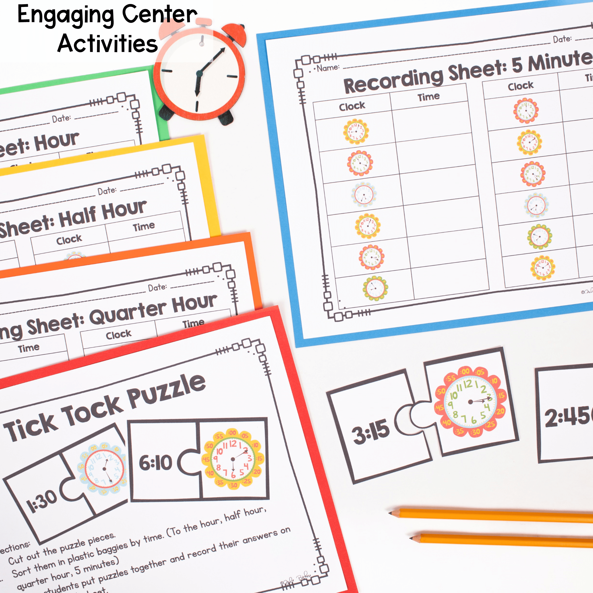 Telling Time to Five Minutes - 2nd Grade Math 2.MD.C.7 Worksheets Activities - Image 4