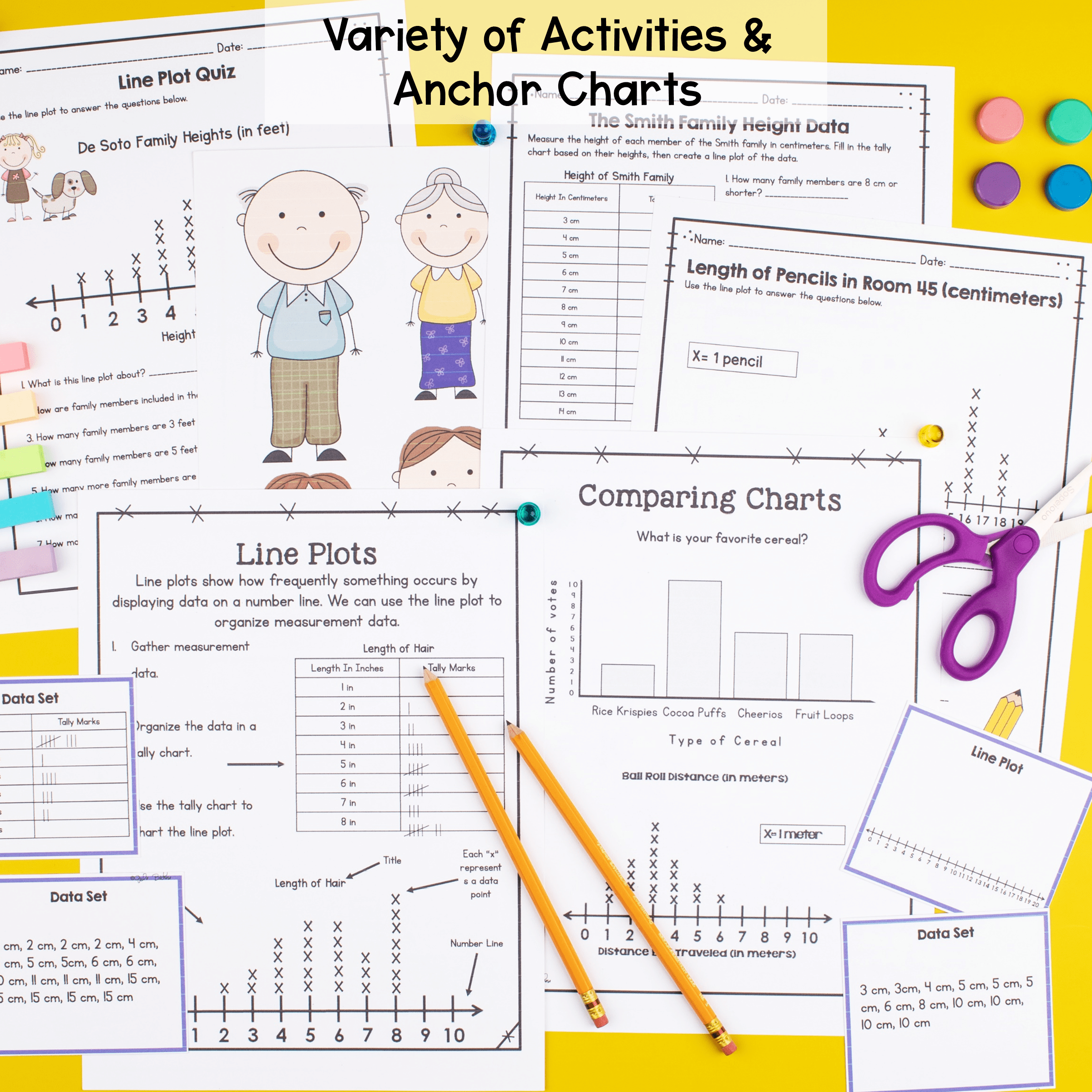 Line Plots & Measurement Data 2nd Grade Math Worksheets Activities Anchor Chart - Image 4