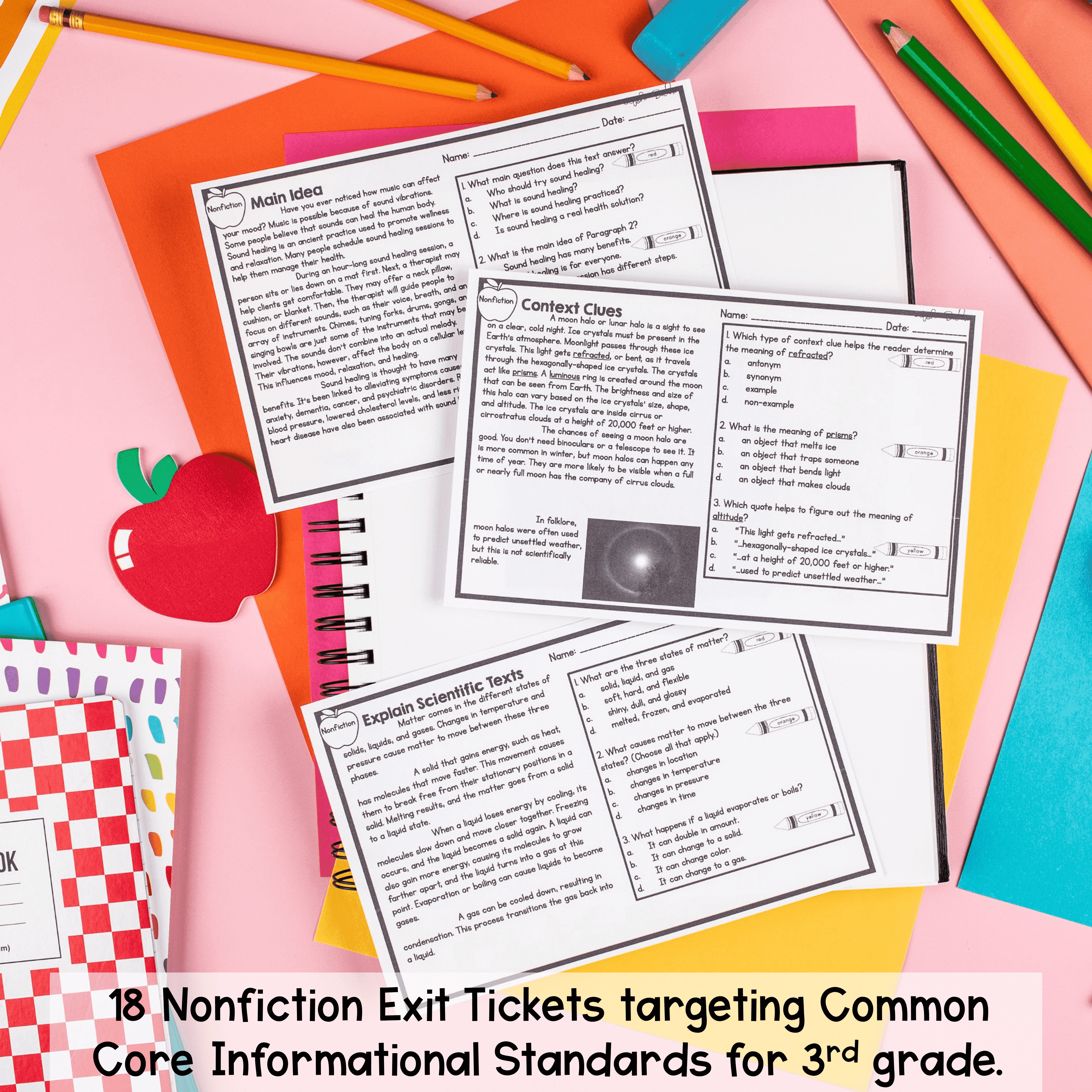 5th Grade Reading Comprehension Exit Tickets Slips Literature Informational Text - Image 4