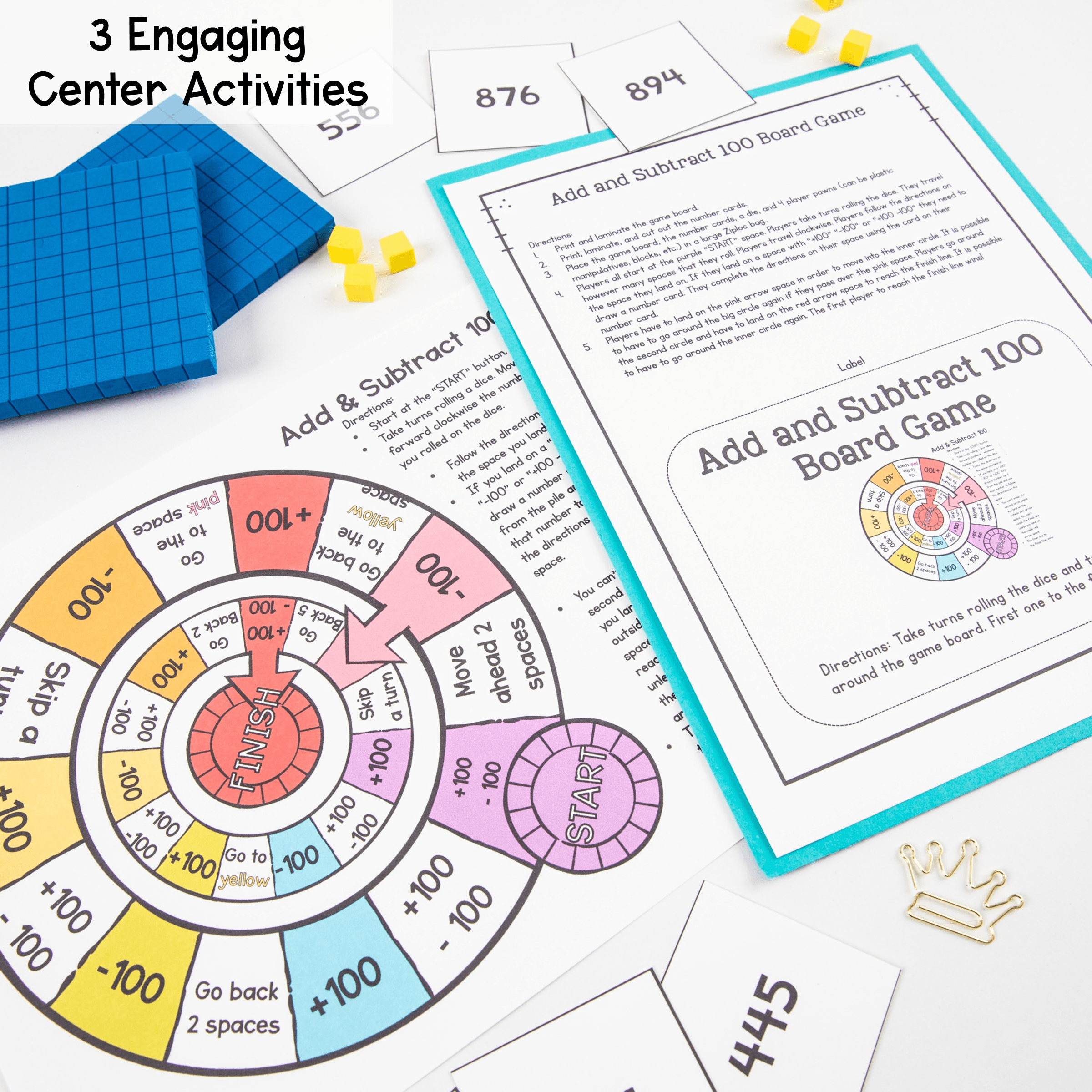 Add & Subtract 10 & 100 2nd Grade 2.NBT.B.8 More & Less Mental Math Worksheets - Image 4