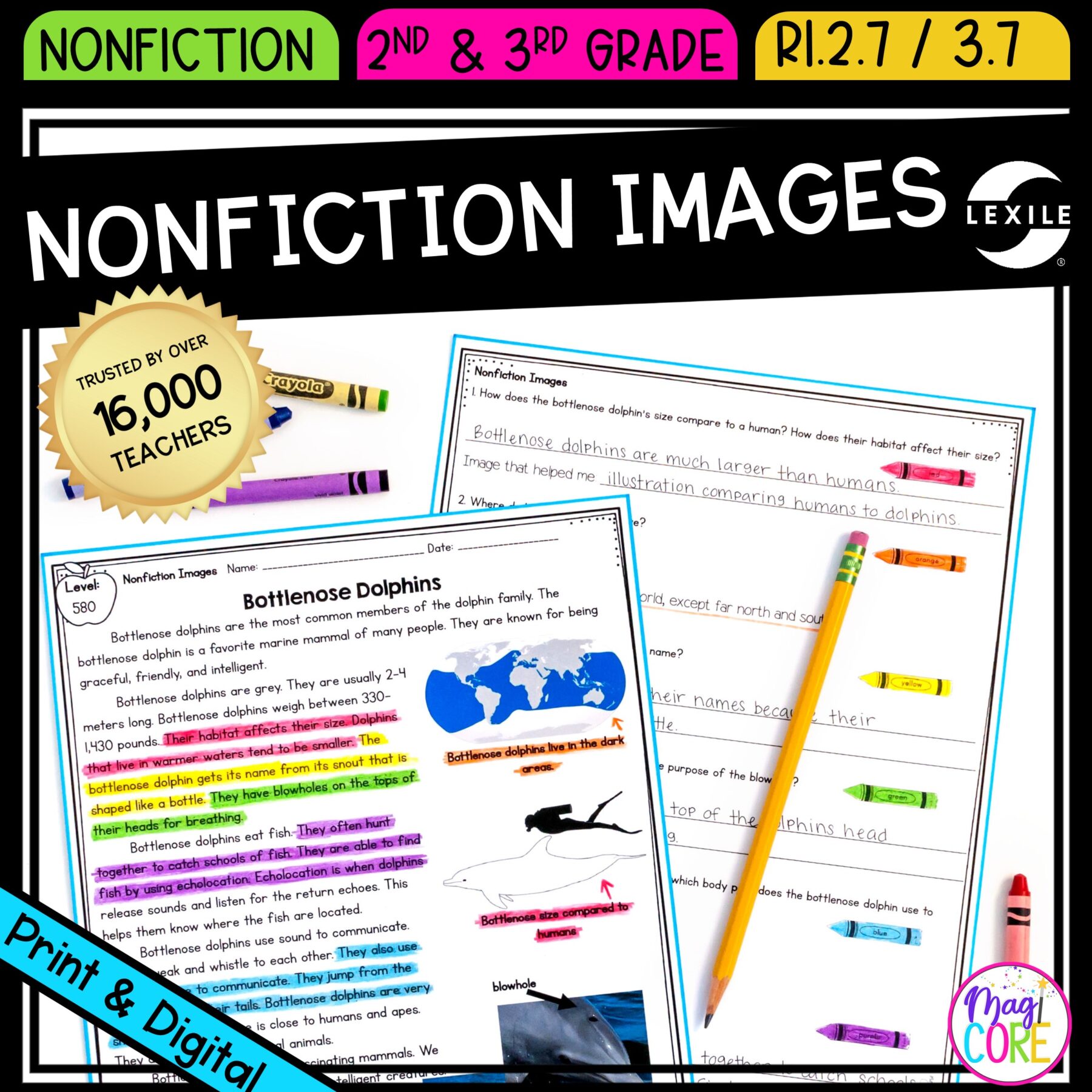 Nonfiction Text Features: Images - RI.2.7 & RI.3.7 Leveled Reading Passage Unit