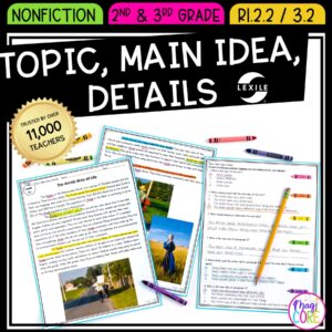 Main Idea & Details RI.2.2 & RI.3.2 - Leveled Reading Comprehension Passages