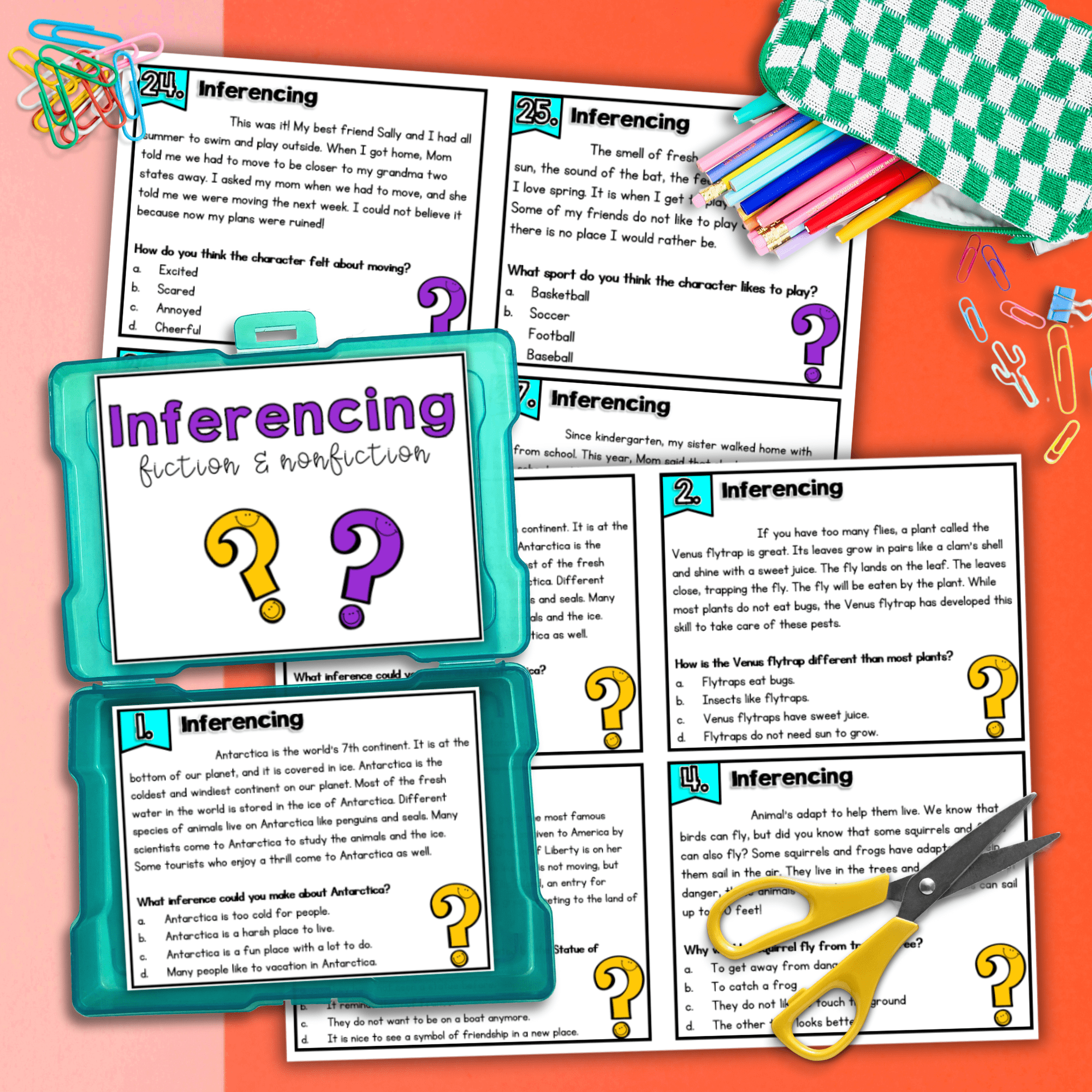 Inferencing Task Cards Making Inferences 2nd 3rd Grade Reading Activity Centers - Image 2