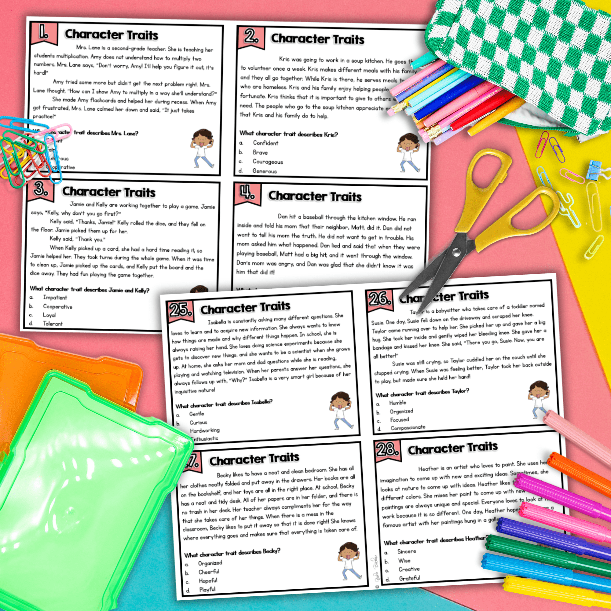 Character Traits Task Cards - Motivations Feelings Actions 3rd Grade RL.3.3 - Image 2