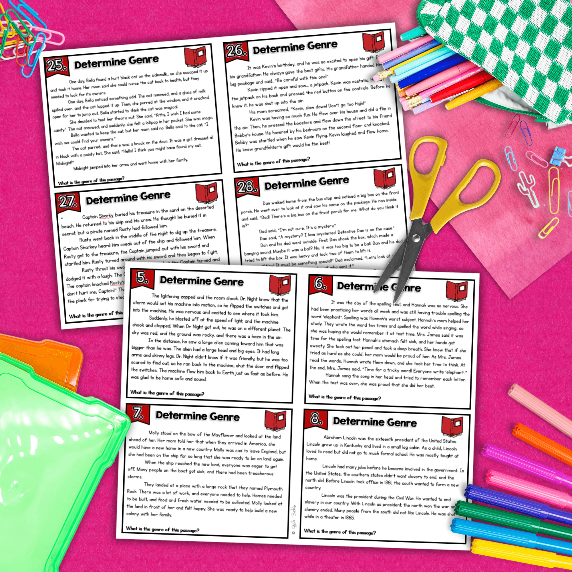 Genre Task Cards Activity Centers Practice 2nd & 3rd Grade Reading Comprehension - Image 2