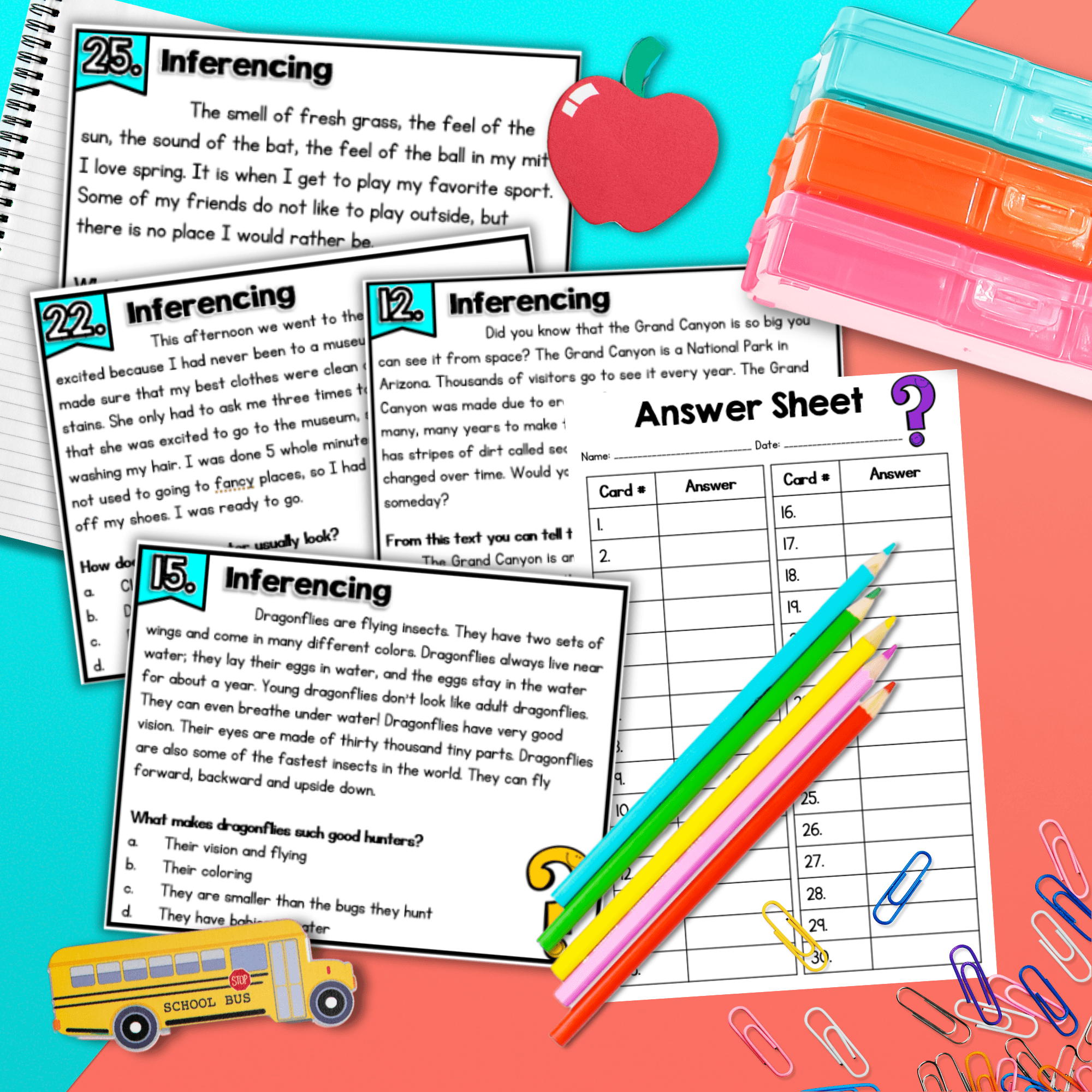 Inferencing Task Cards Making Inferences 2nd 3rd Grade Reading Activity Centers - Image 3