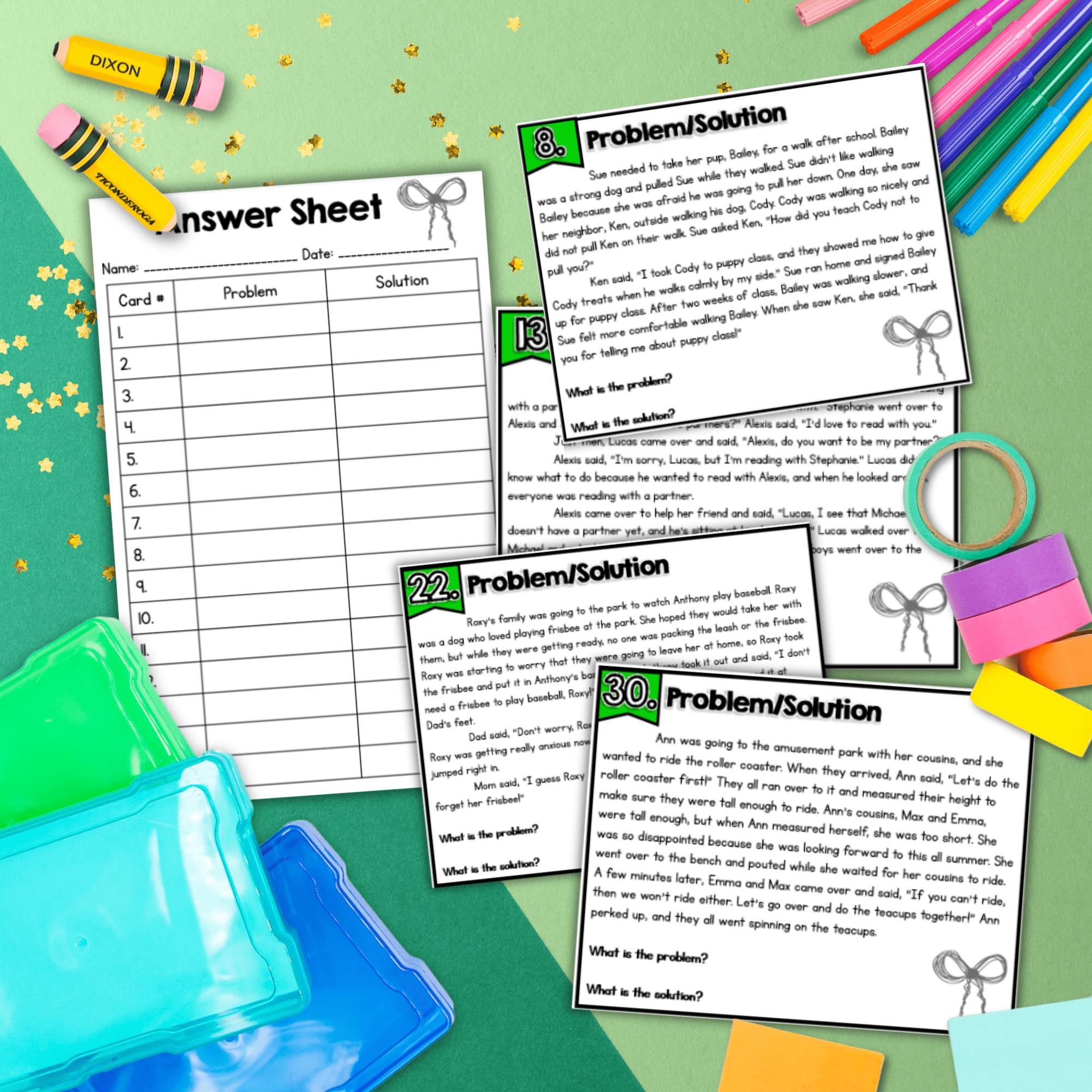 Problem and Solution Task Cards - 2nd & 3rd Grade Reading Comprehension Centers - Image 3