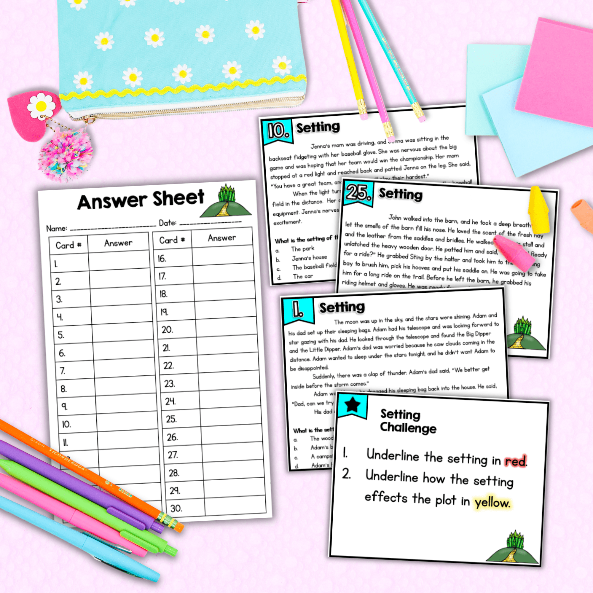 Setting of a Story Task Cards - 2nd and 3rd Grade Reading Comprehension Center - Image 3