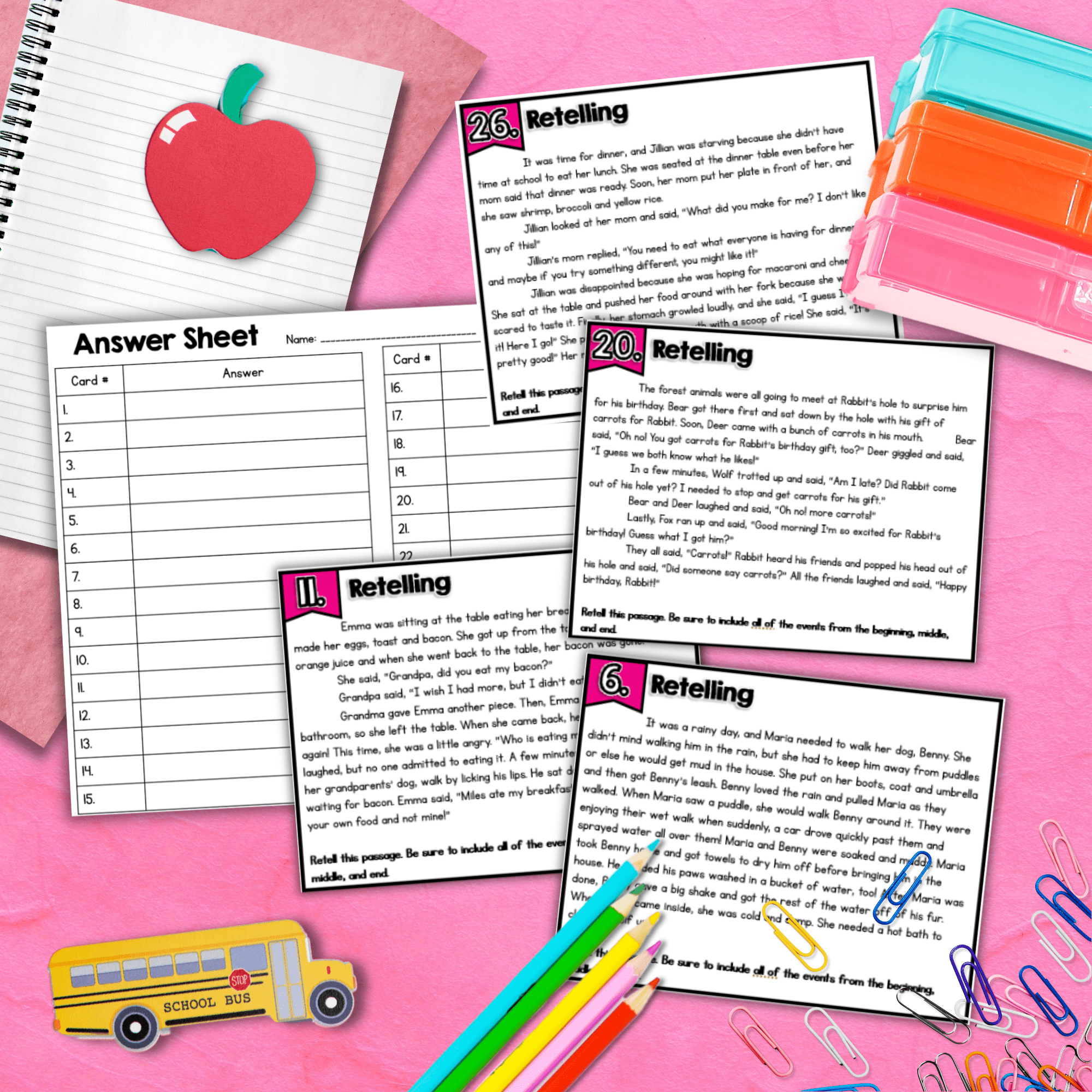 Retell a Story Task Cards - 2nd & 3rd Grade Recount Sequence Reading Center - Image 3