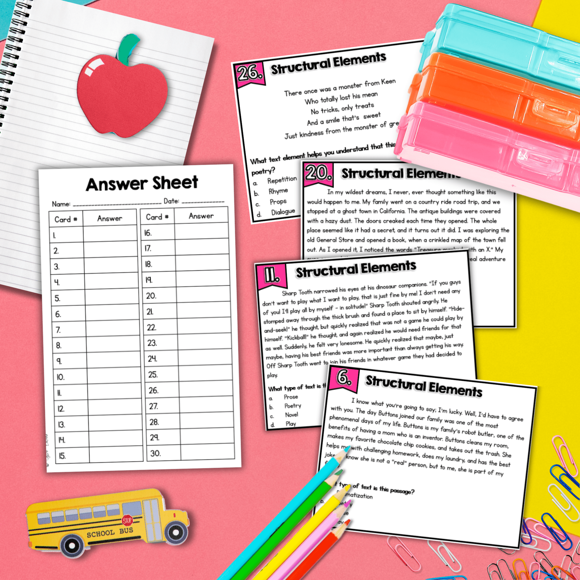 Structural Elements Task Cards Poem Play Prose 4th 5th Grade RL.4.5 RL.5.5 - Image 3