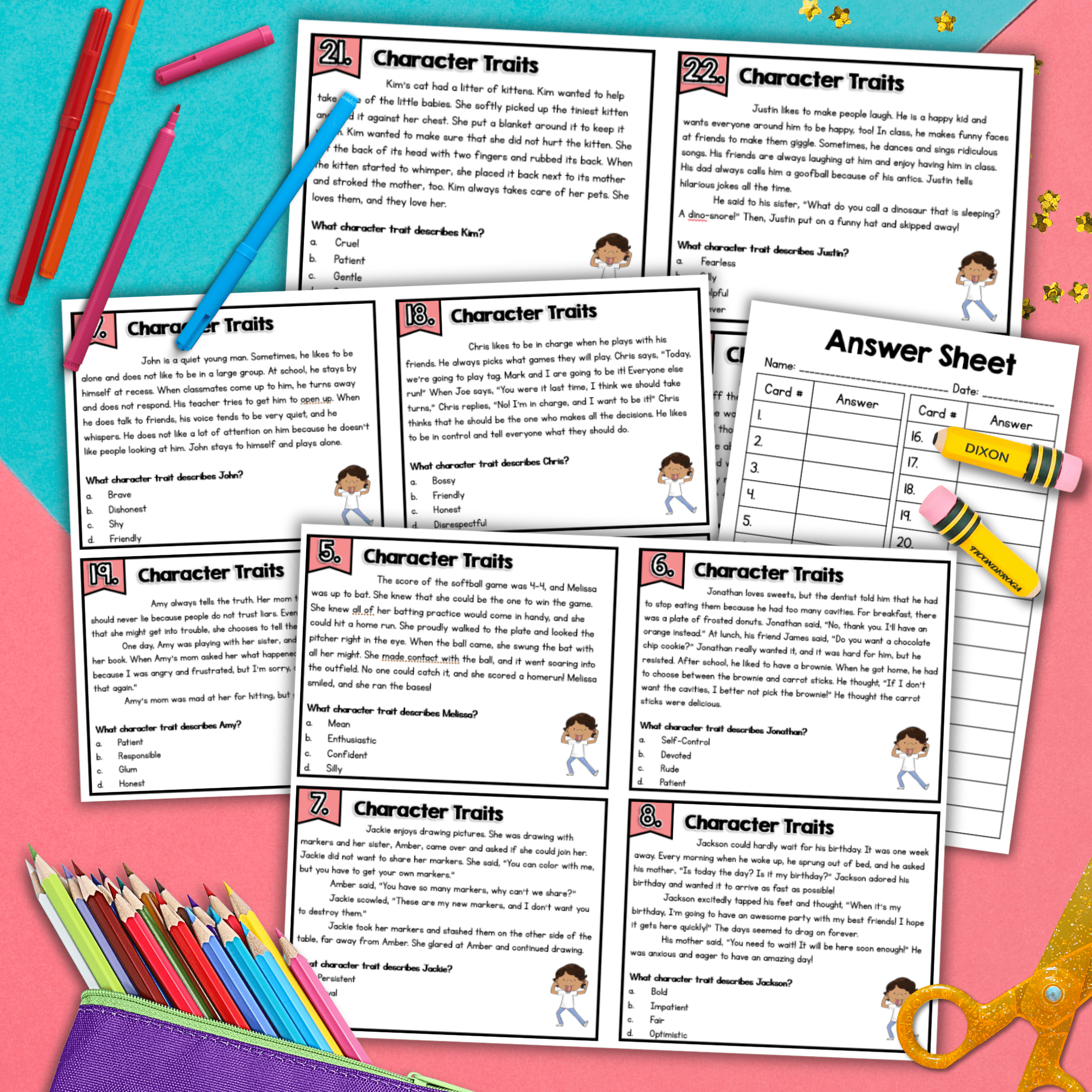Character Traits Task Cards - Motivations Feelings Actions 3rd Grade RL.3.3 - Image 4