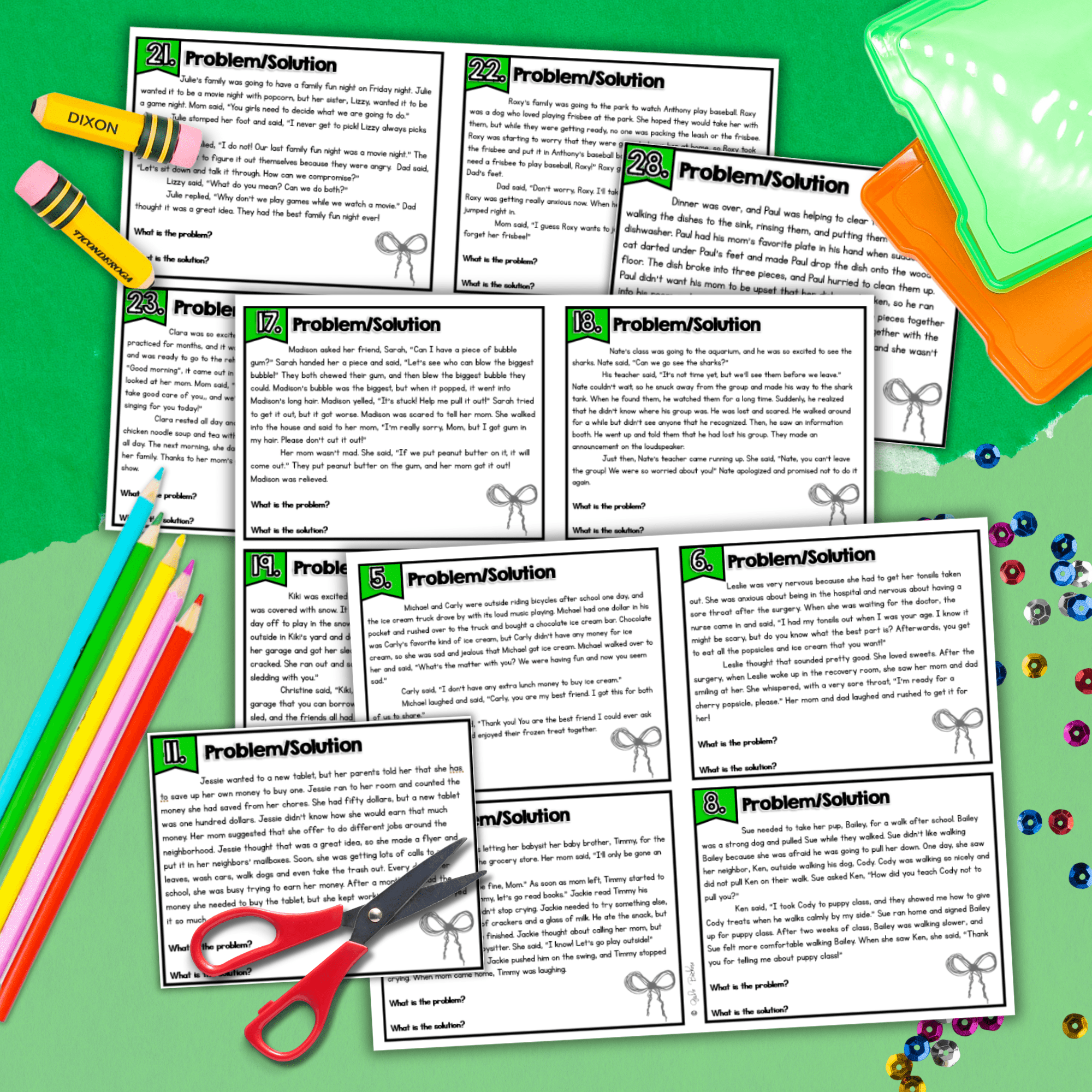 Problem and Solution Task Cards - 2nd & 3rd Grade Reading Comprehension Centers - Image 4