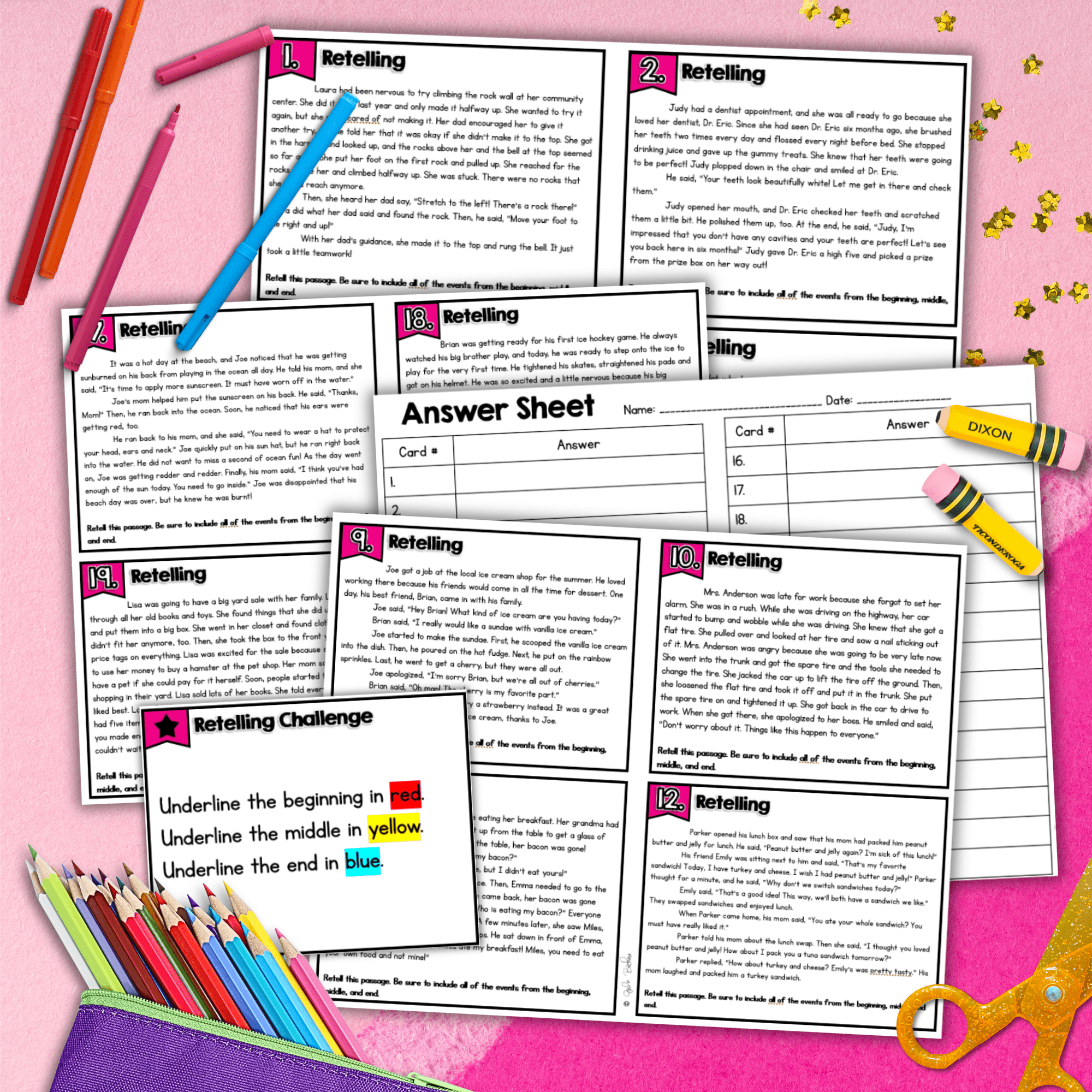 Retell a Story Task Cards - 2nd & 3rd Grade Recount Sequence Reading Center - Image 4