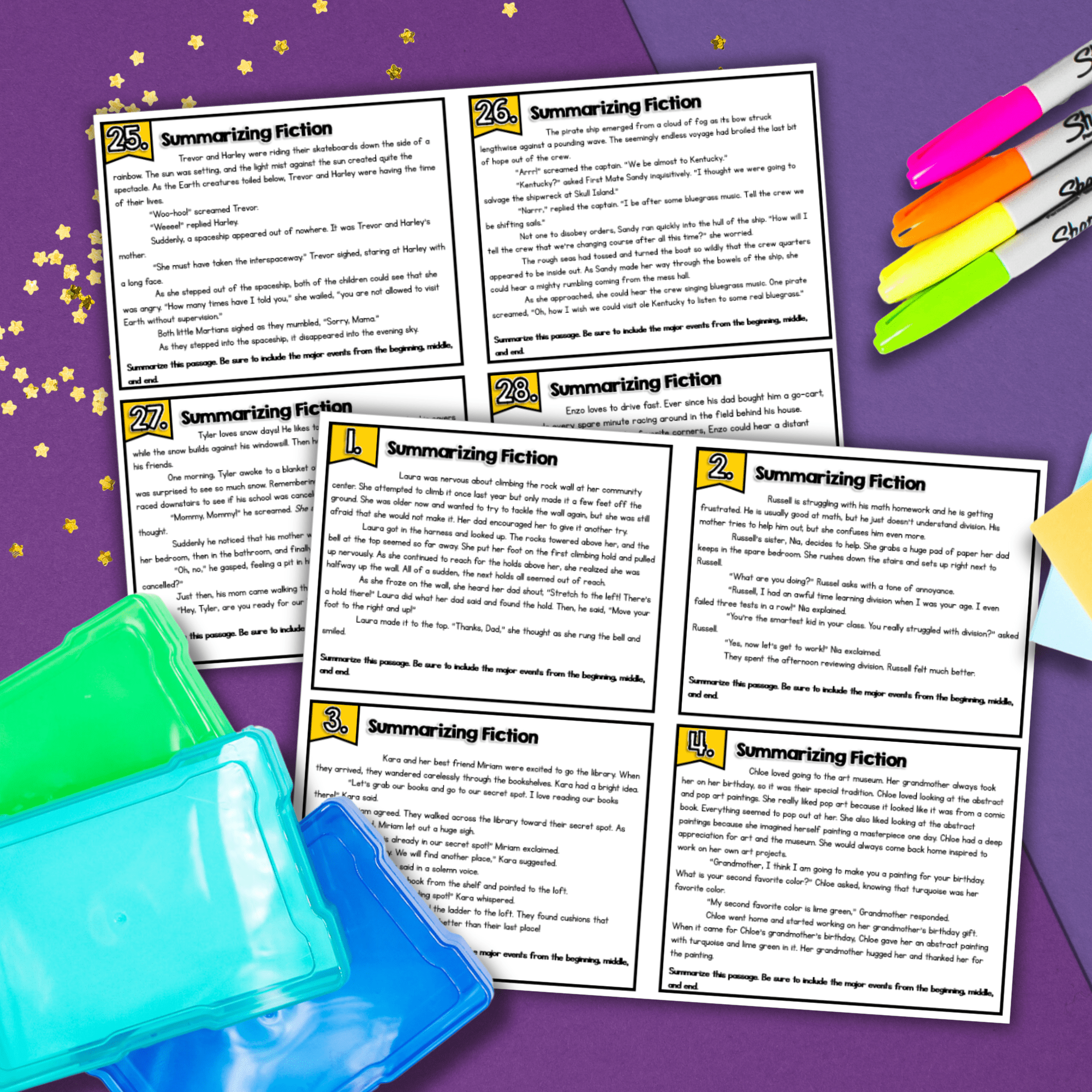 Summarize Theme of a Story Play Poem Task Cards - 5th Grade RL.5.2 - Image 2