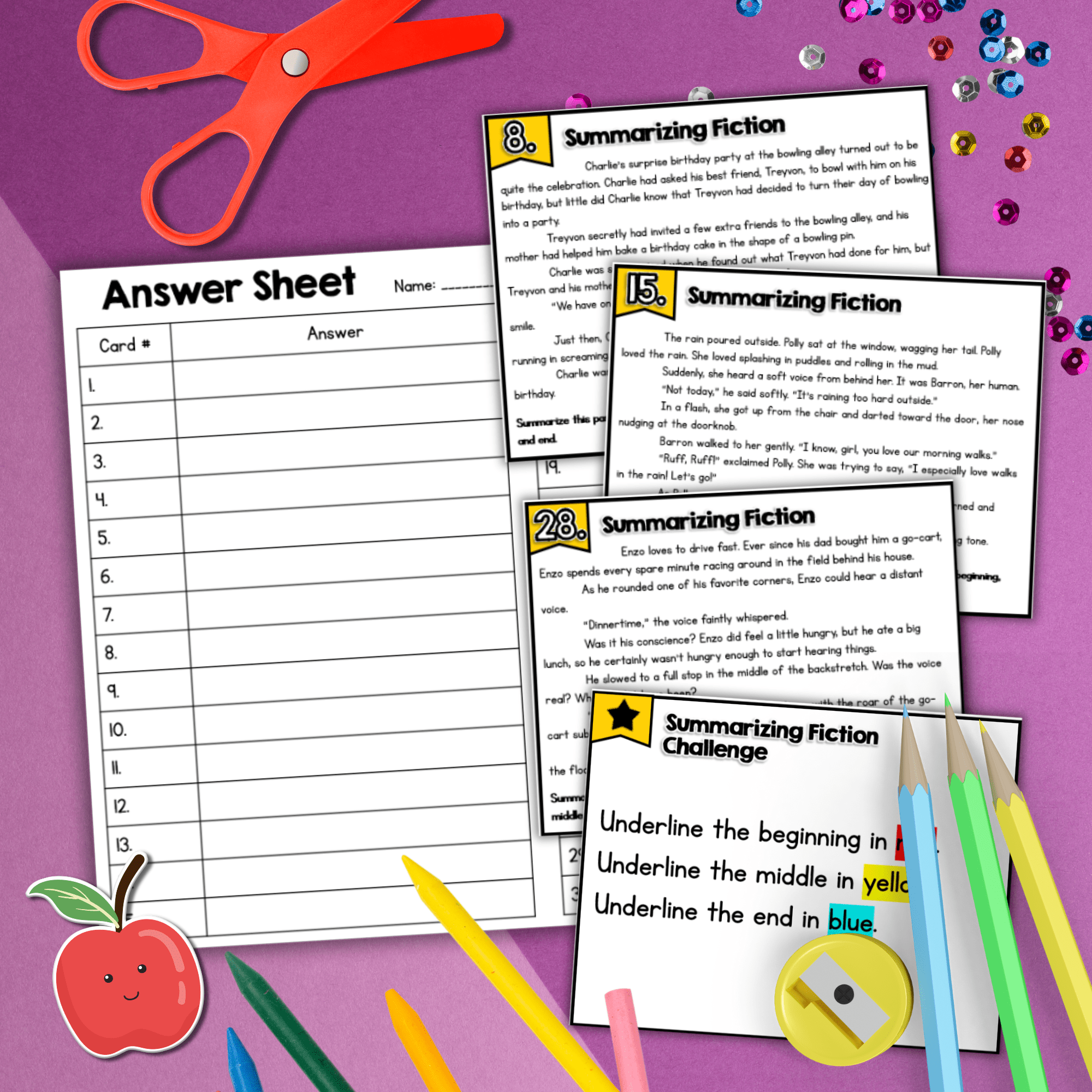 Summarize Theme of a Story Play Poem Task Cards - 5th Grade RL.5.2 - Image 3