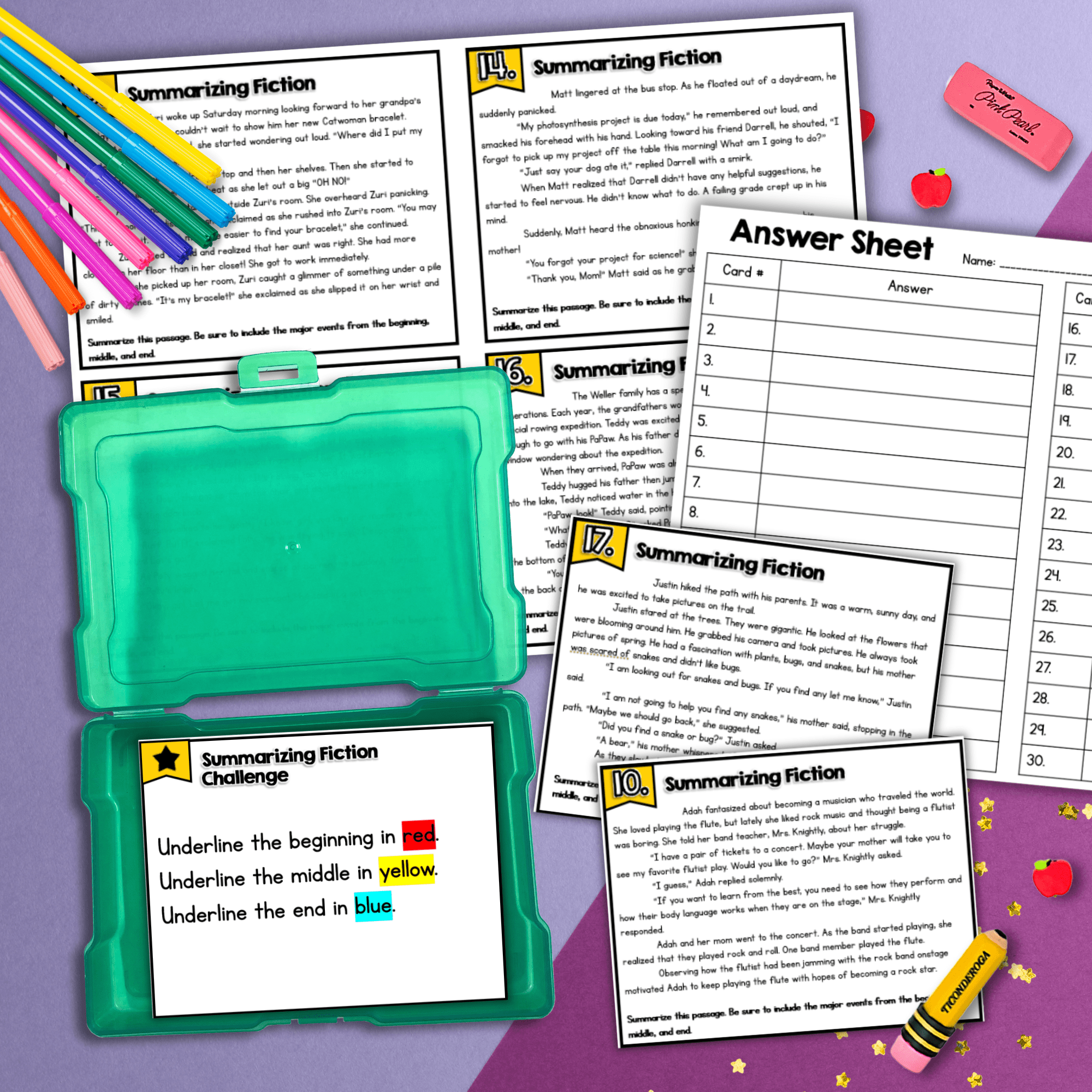 Summarize Theme of a Story Play Poem Task Cards - 5th Grade RL.5.2 - Image 4