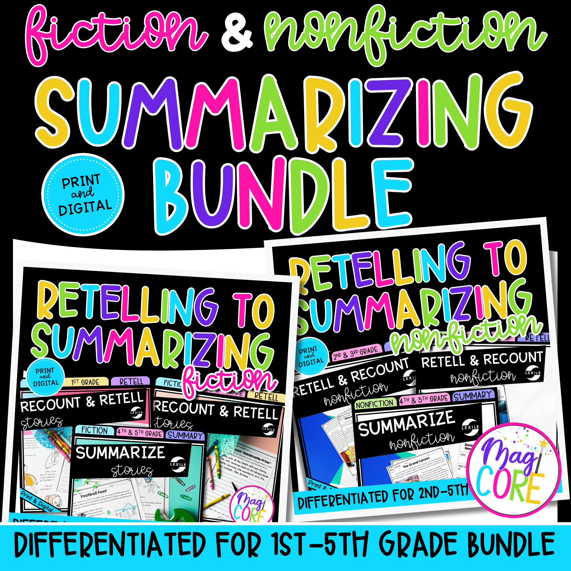 Summary Fiction & Nonfiction Reading Comprehension Passages Differentiated
