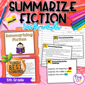 Summarize Theme of a Story Play Poem Task Cards - 5th Grade RL.5.2