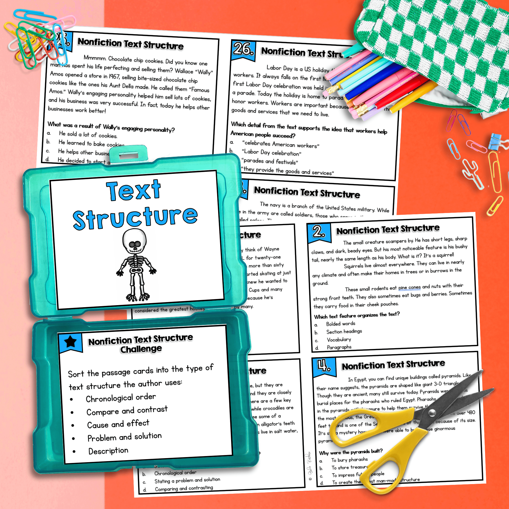 4th Grade Nonfiction Text Structure Task Cards - Practice RI.4.5 Center Activity - Image 2