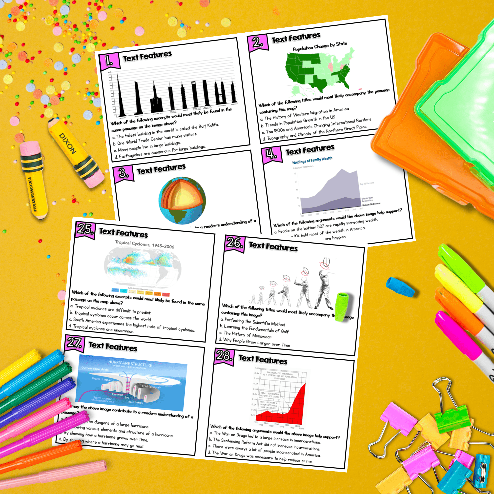 Nonfiction Text Features Task Cards 4th 5th Grade RI.4.7 RI.5.7 & FL BEST ELA - Image 2