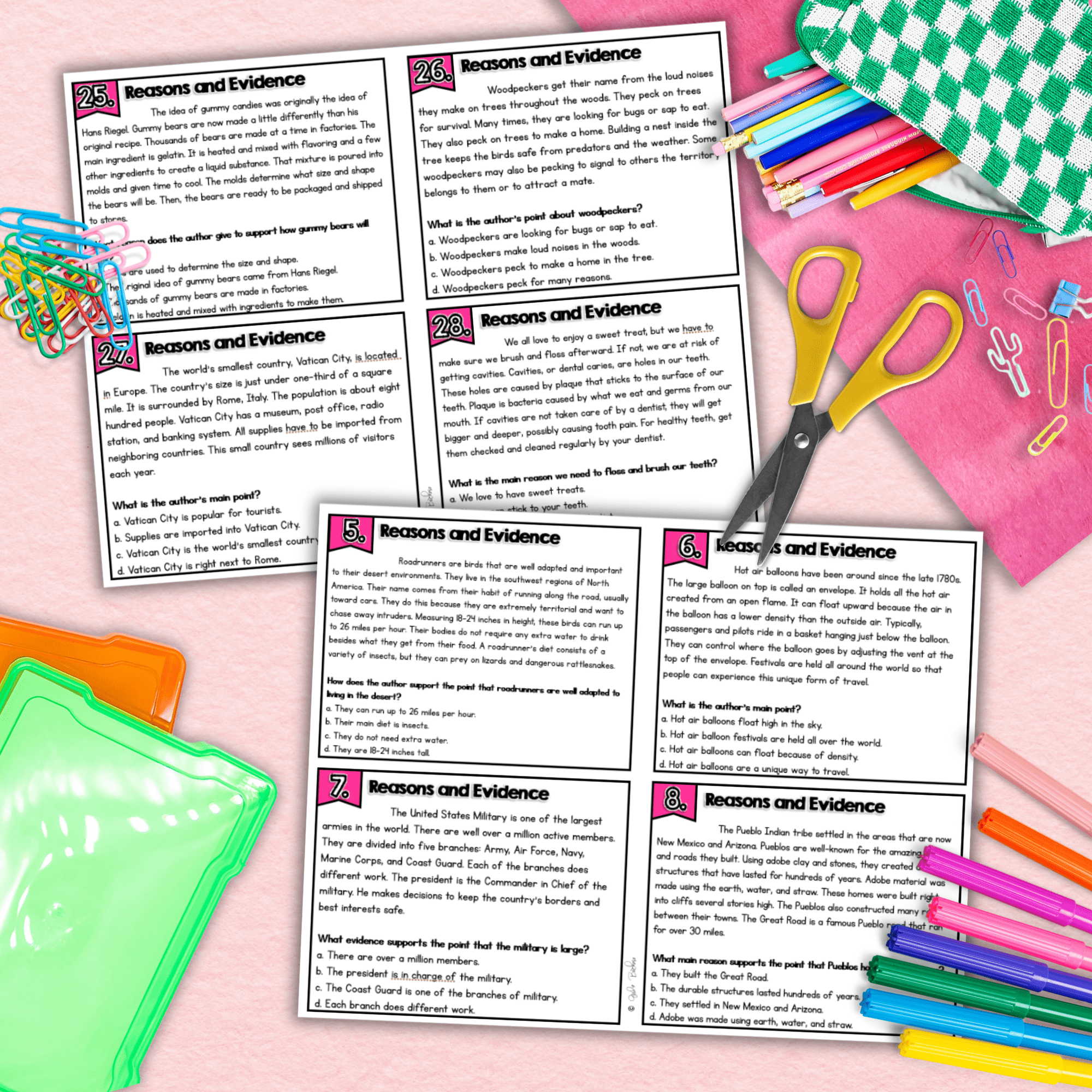 Author's Claims Reasons Evidence Points Task Cards - 4th 5th Grade RI.4.8 RI.5.8 - Image 2