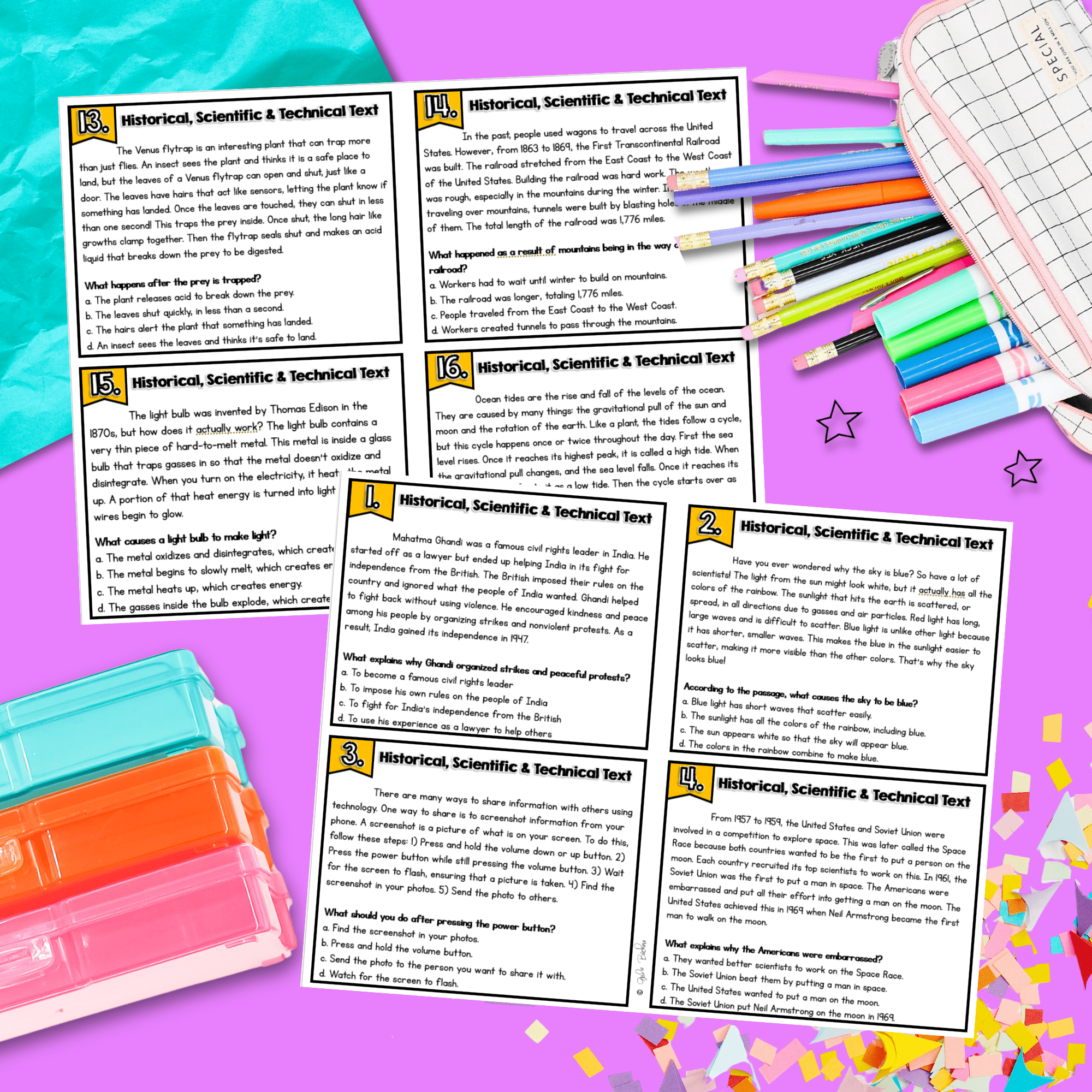 Historical Scientific Technical Text Task Cards - 4th 5th Grade RI.4.3 & RI.5.3 - Image 2