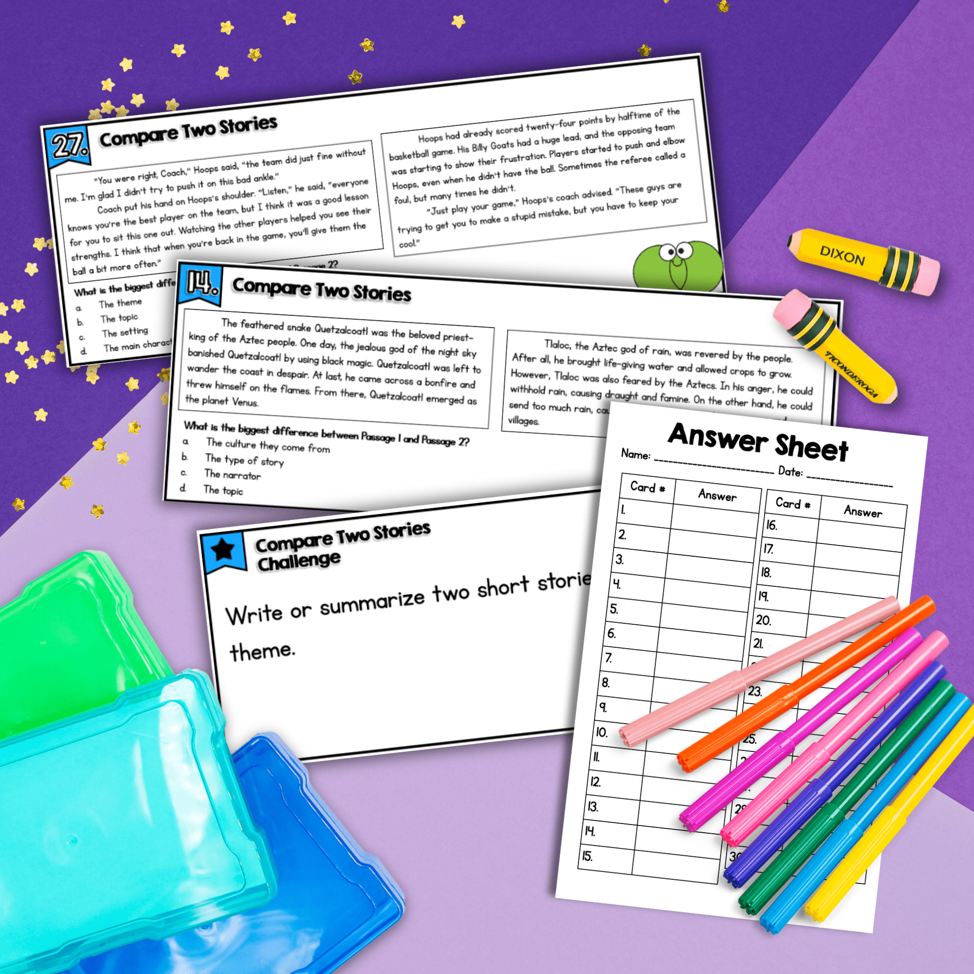 Compare Themes Topics Patterns and Events in Stories Task Cards 4th Grade RL.4.9 - Image 3
