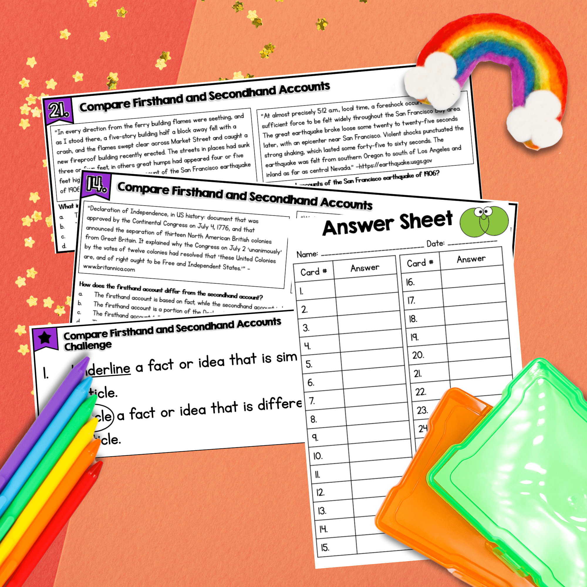 First & Secondhand Multiple Accounts Task Cards 4th & 5th Grade - RI.4.6 RI.5.6 - Image 3