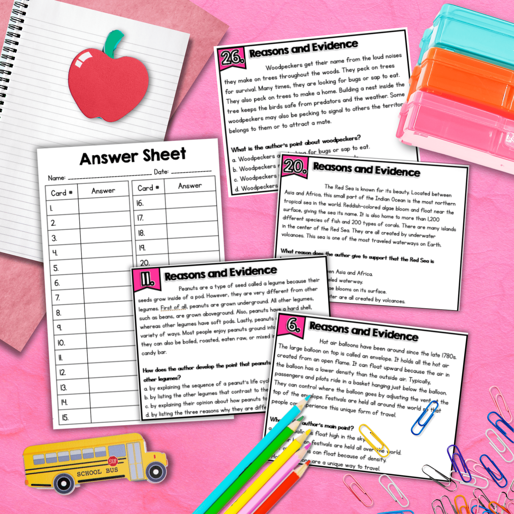 Author's Claims Reasons Evidence Points Task Cards - 4th 5th Grade RI.4.8 RI.5.8 - Image 3