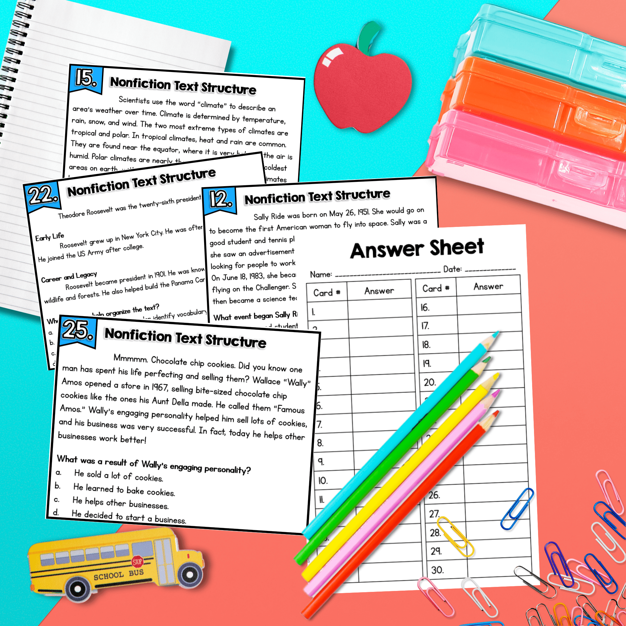 4th Grade Nonfiction Text Structure Task Cards - Practice RI.4.5 Center Activity - Image 3
