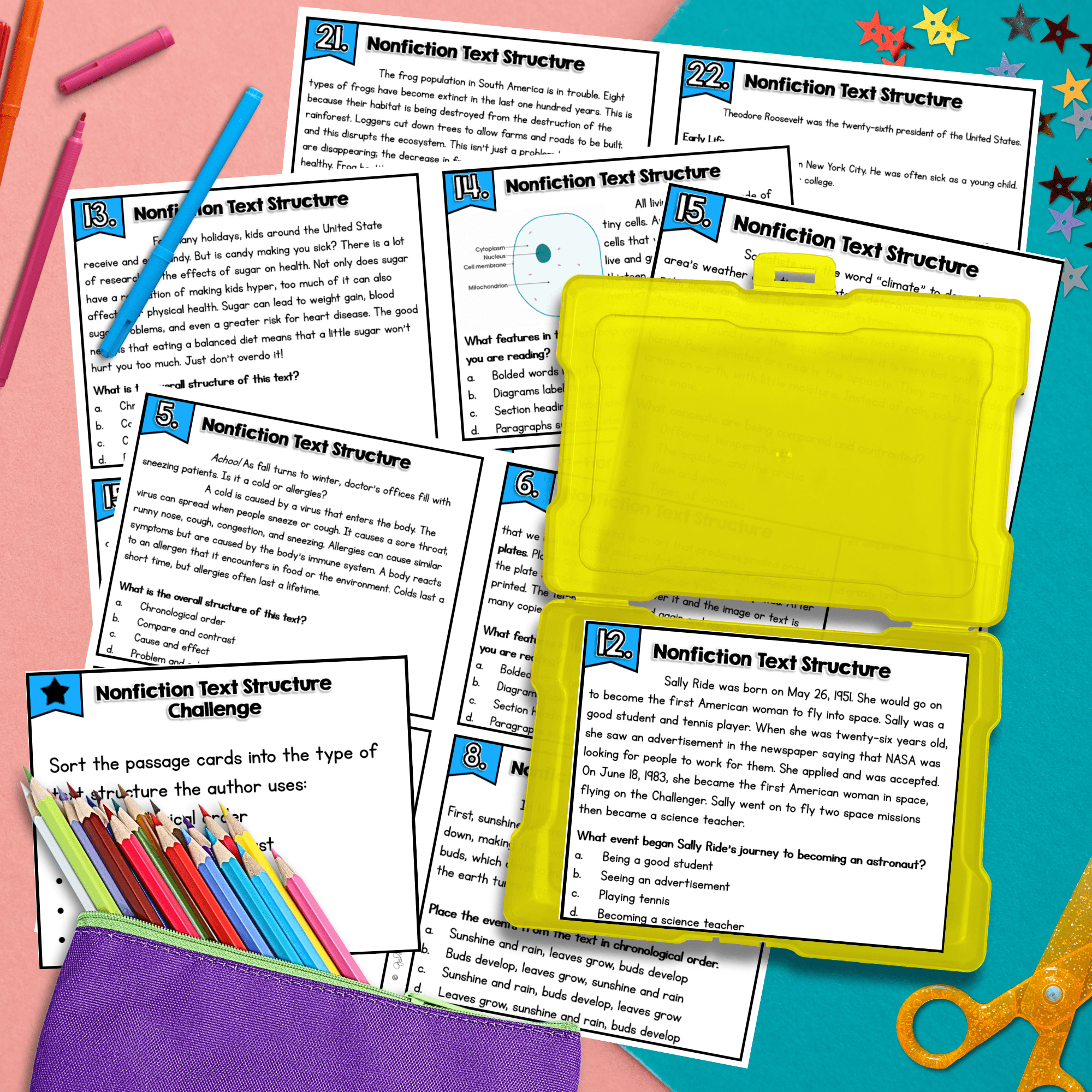 4th Grade Nonfiction Text Structure Task Cards - Practice RI.4.5 Center Activity - Image 4